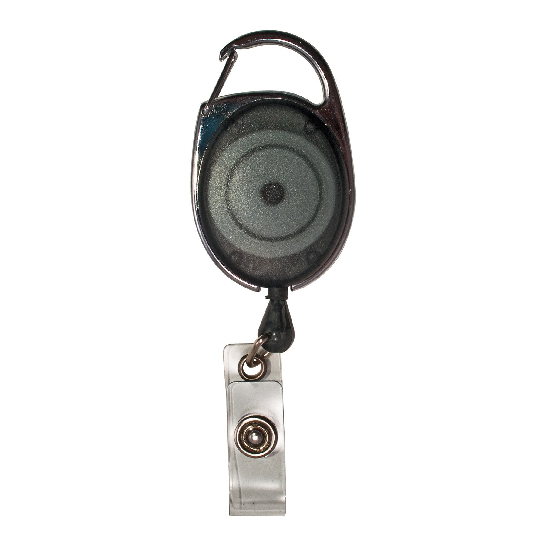Retractable Carabiner Style Badge Reels with Badge Strap, Smoke, Pack of 12
