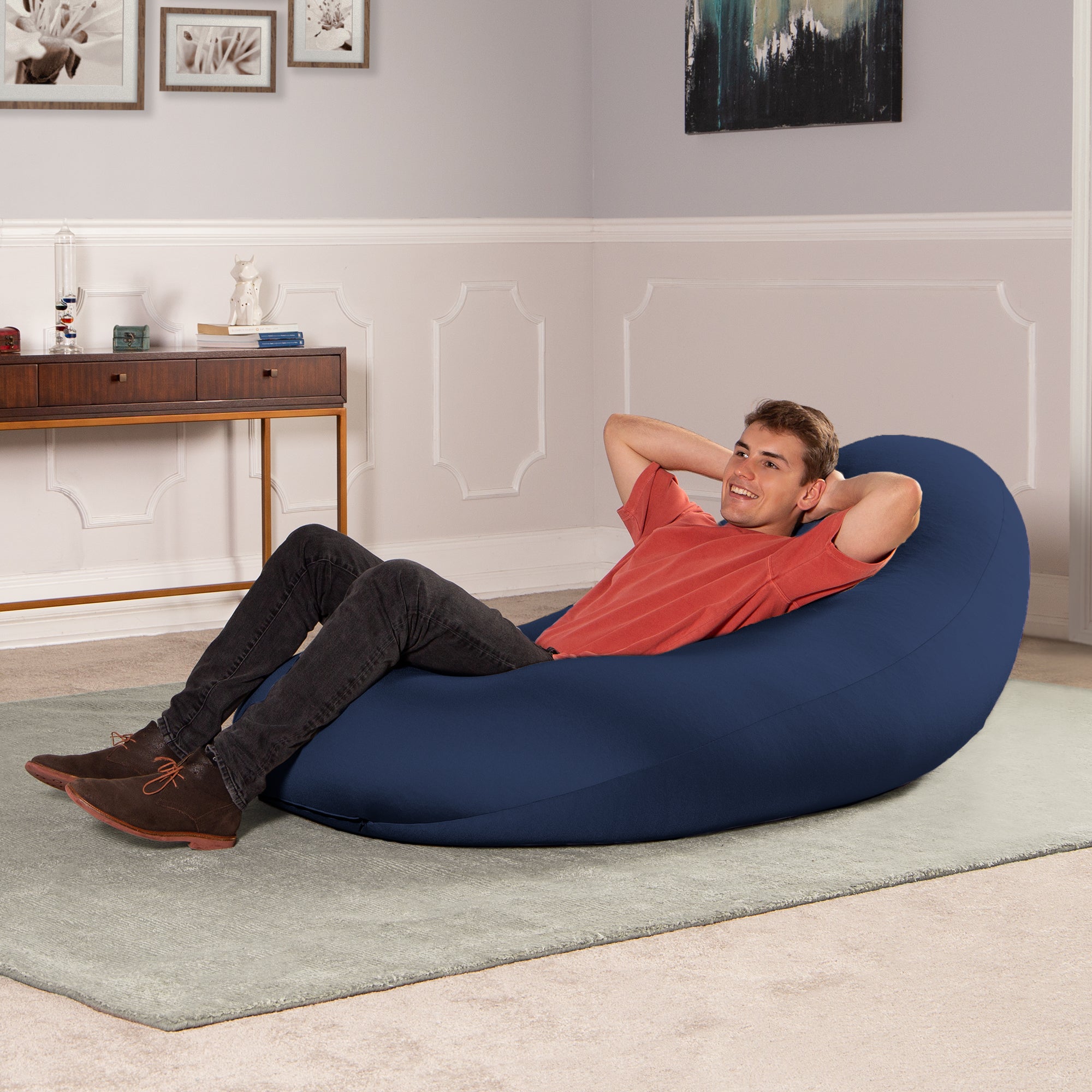 Nimbus Spandex Bean Bag Chair, Large, Navy