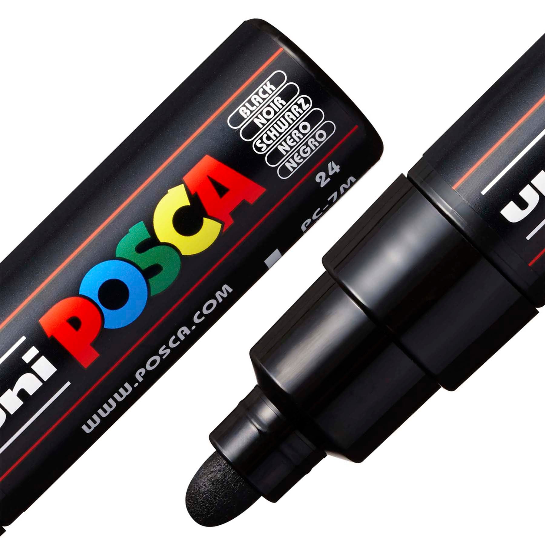 uni® POSCA PC-7M Water-Based Paint Markers, Broad Tip (4.5-5.5mm), Black