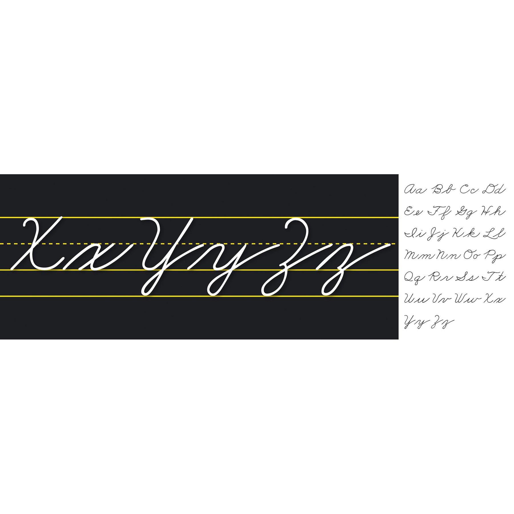 Alphabet Lines Black Traditional Cursive