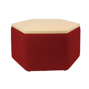 Pro Series Upholstered Hexagon Ottoman Table 18" Height - Crimson/Maple