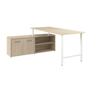 Bush Business Furniture Hustle 72W x 30D Computer Desk and Low Storage Cabinet with Doors and Shelves in Natural Elm - 71.02" Width x 88.54" Depth x 30.07" Height