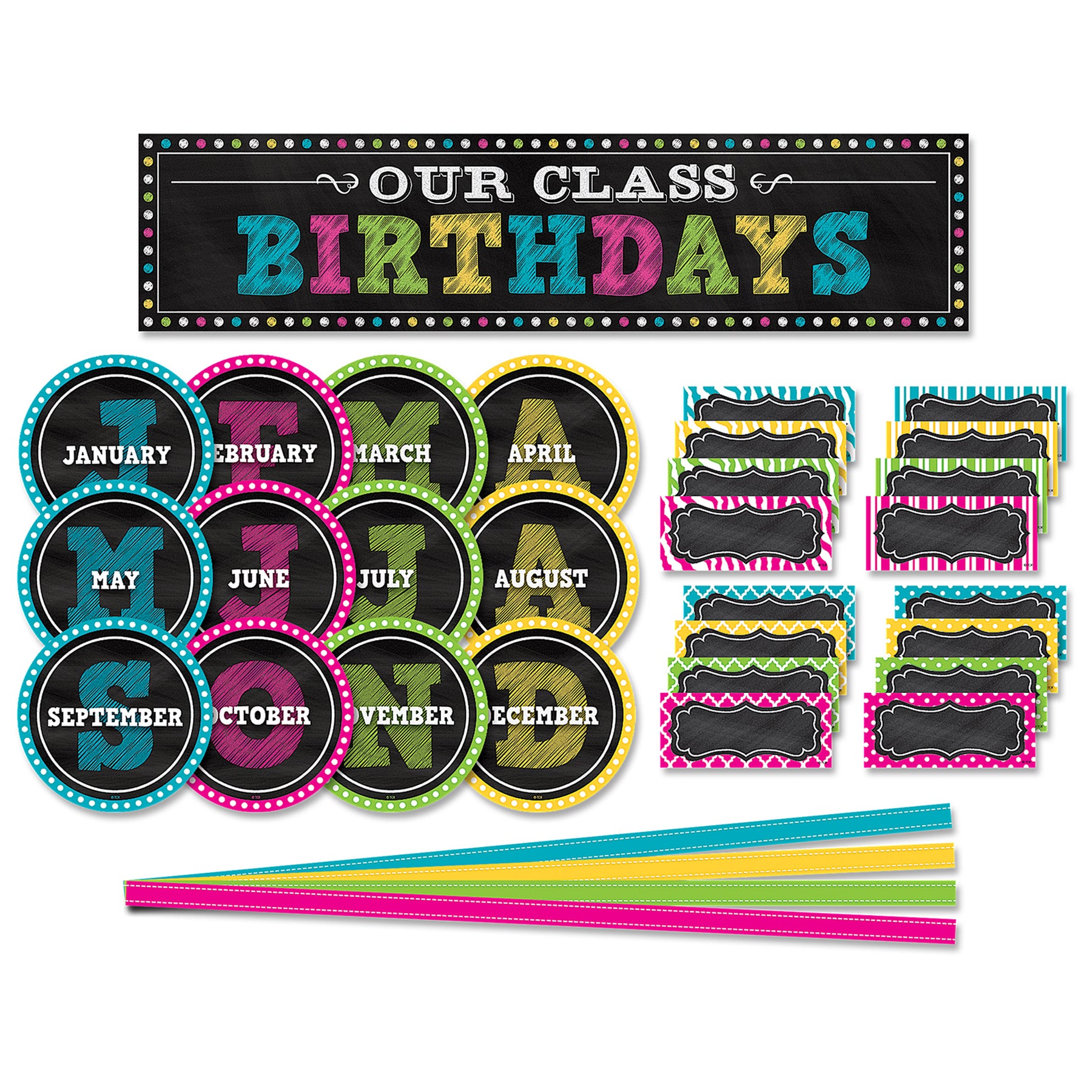 Chalkboard Brights Our Class Birthdays Mini Bulletin Board
