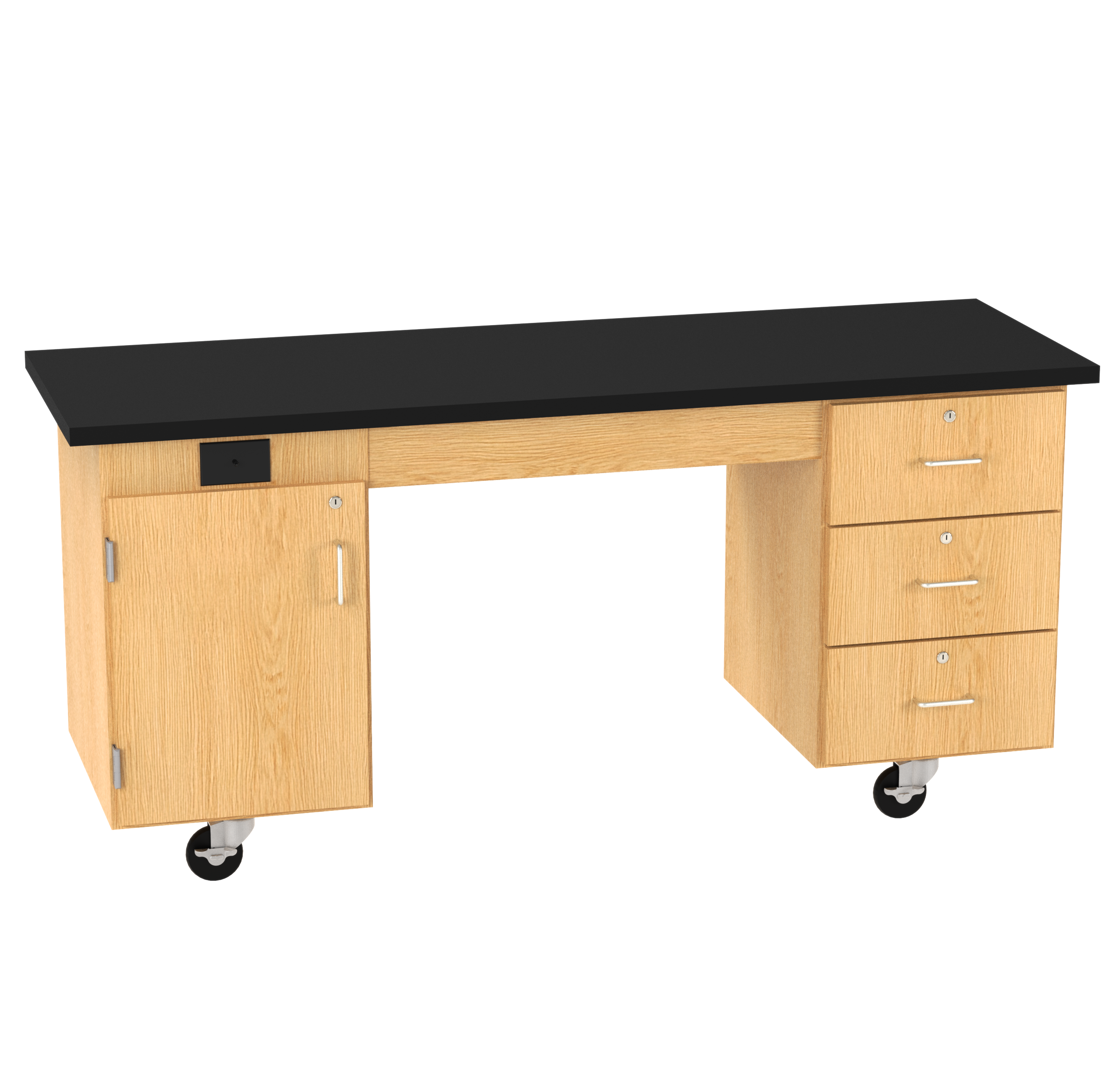 Kinetic ADA Lab Station - Red Oak, 72"W x 24"D x 33-1/2"H