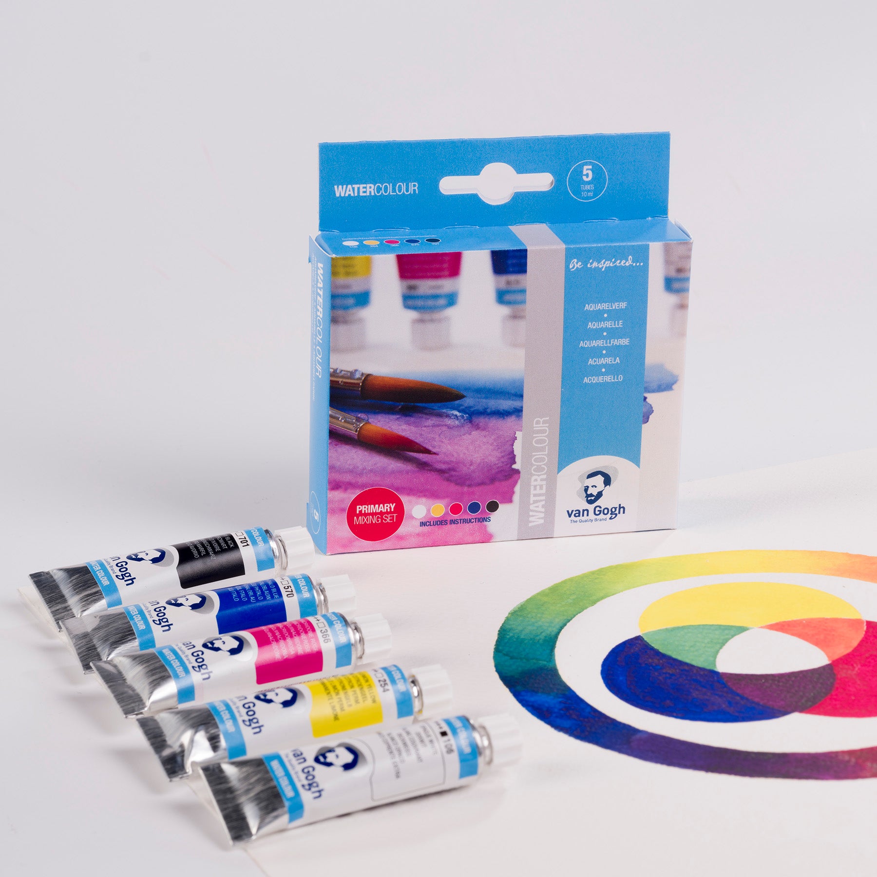 Watercolor Tube Set, 5 x 10mL, Primary Mixing Selection