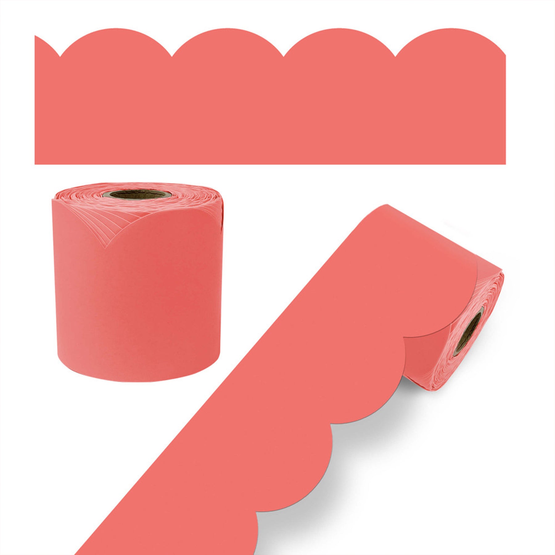 Rolled Scalloped Bulletin Board Border, Salmon, 65 Feet