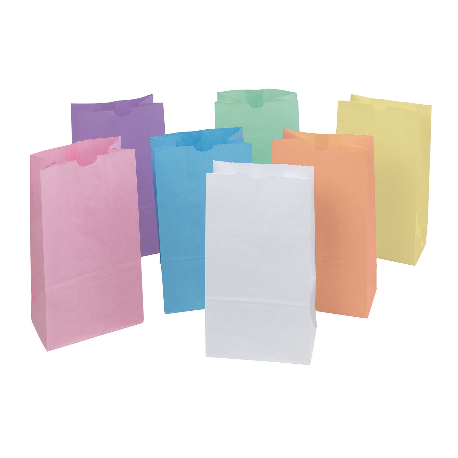 Kraft Bag, Assorted Pastel Colors, 6" x 3-5/8" x 11", 28 Bags
