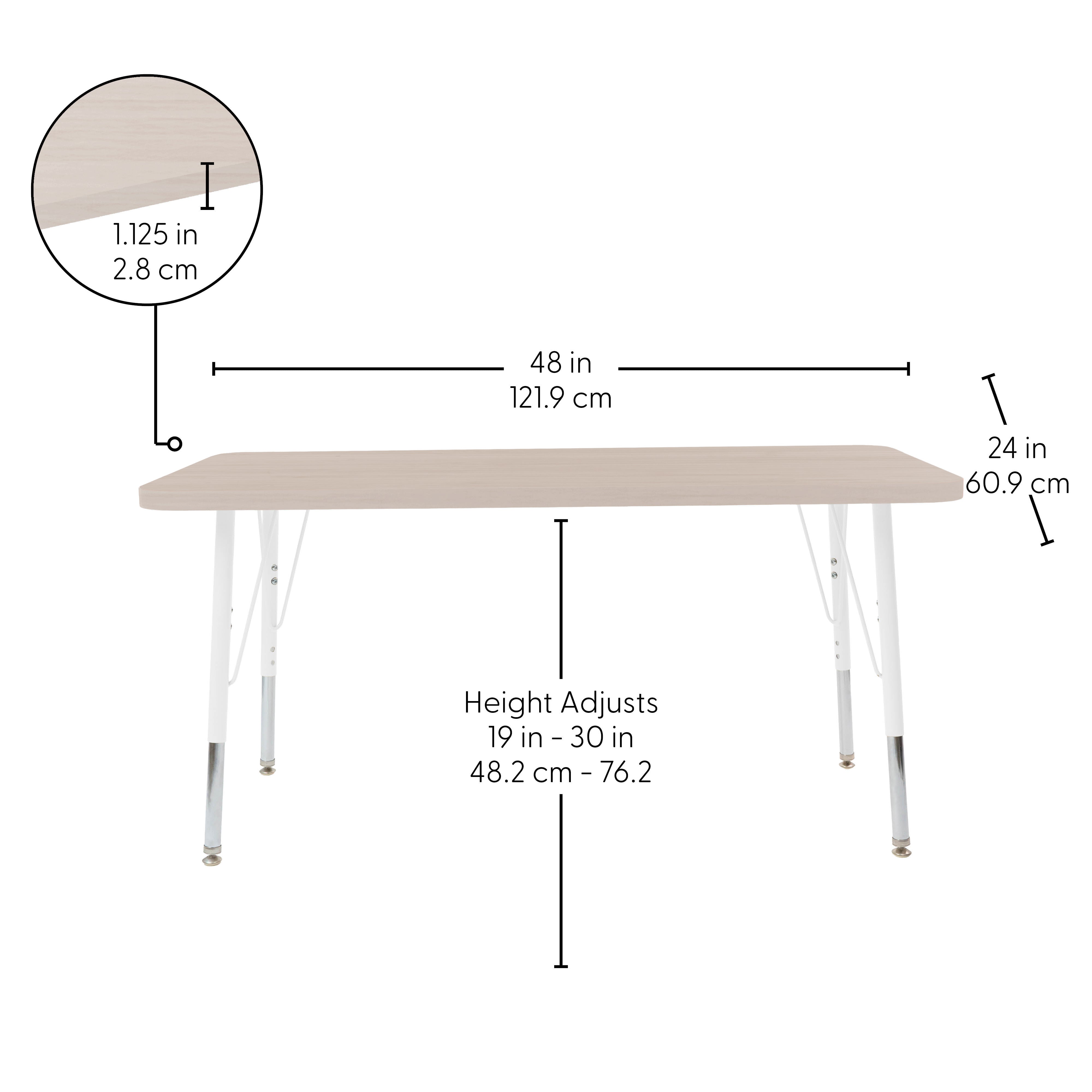 24" x 48" Rectangle Thermofused Woodgrain Activity Table with Standard Legs - Asian Sand/White