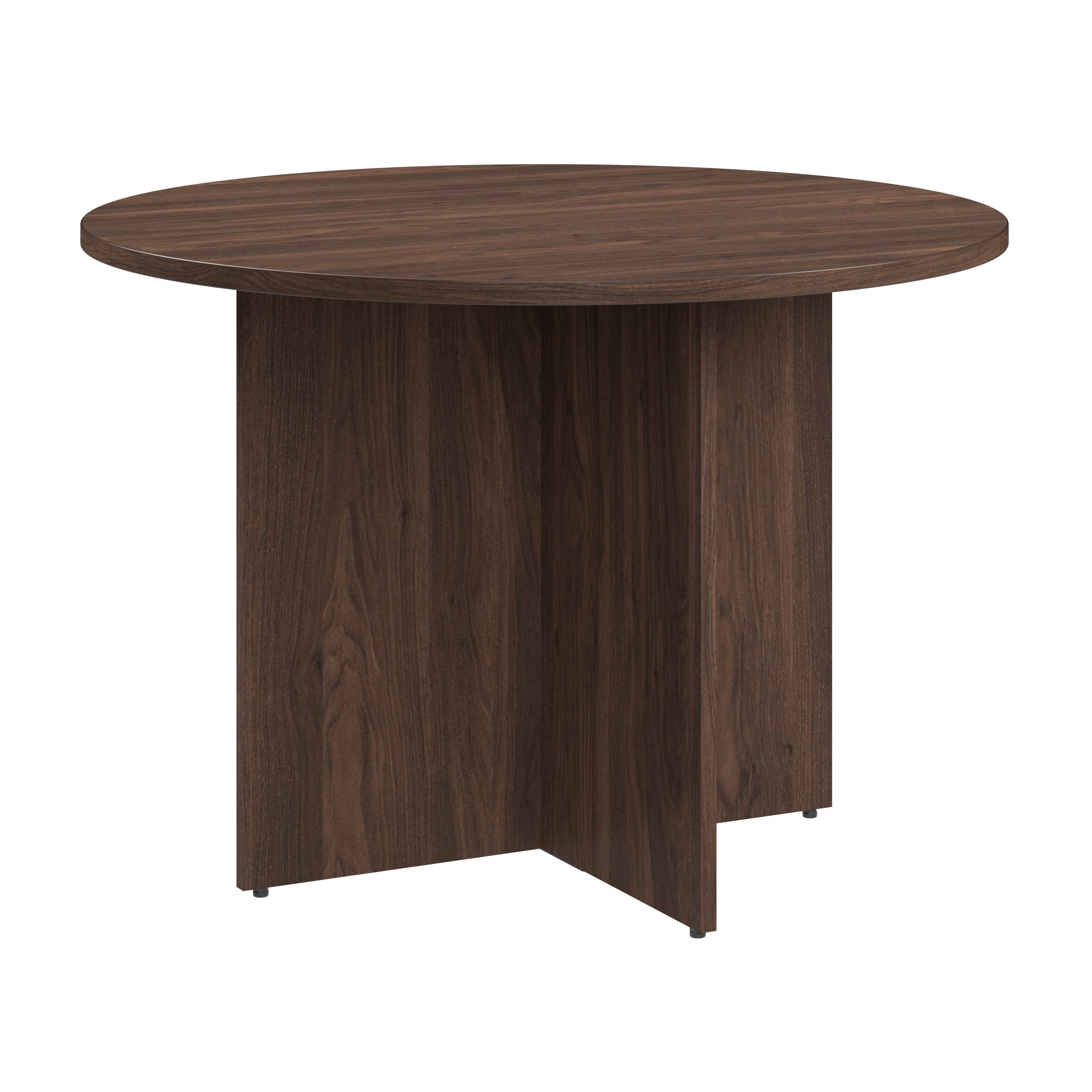 Bush Business Furniture 42-inch Round Conference Table with Wood Base in Black Walnut - 41.38" Width x 41.38" Depth x 28.65" Height