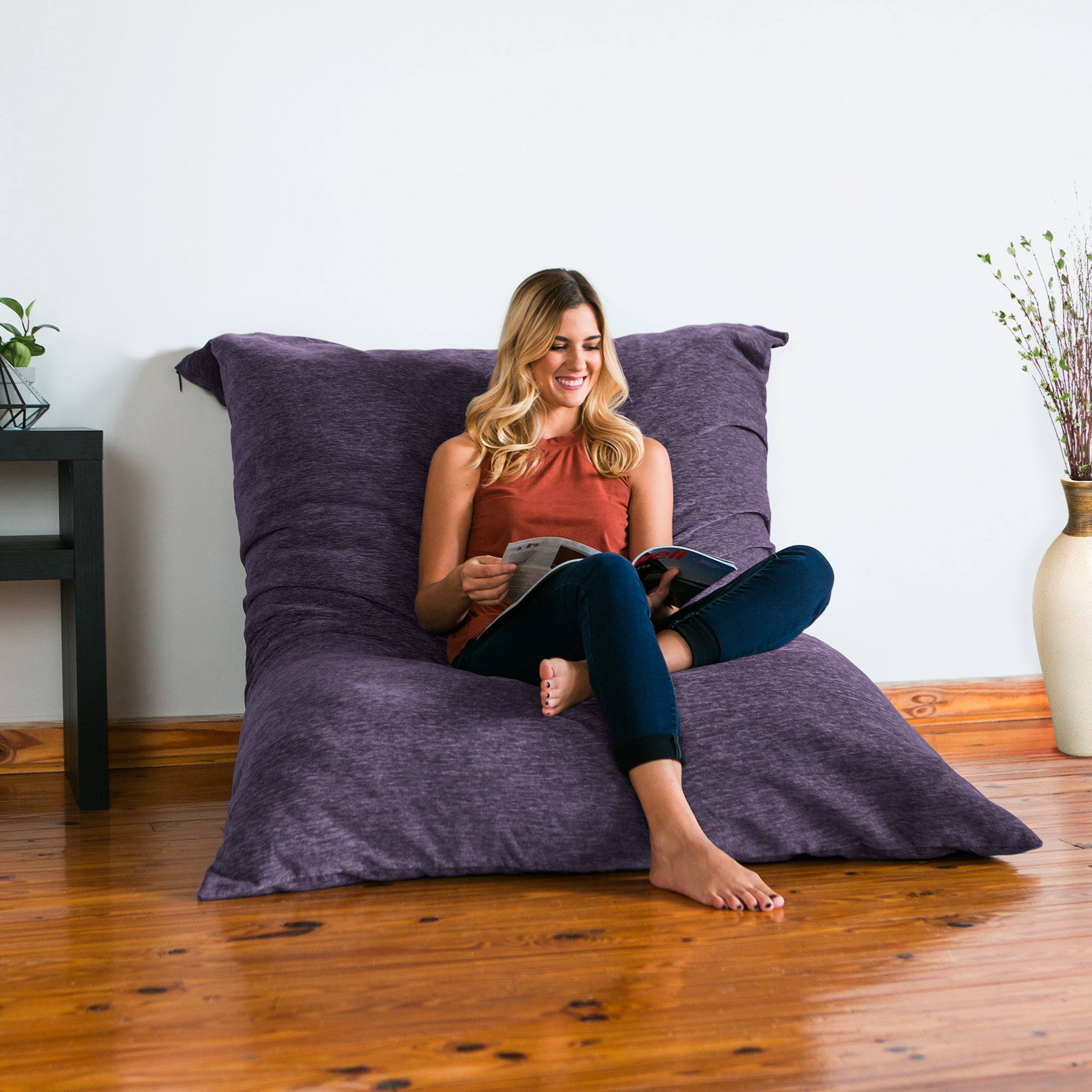 Jaxx 5.5 ft Pillow Saxx Foam Bean Bag Pillow, Premium Chenille Cover, Plum