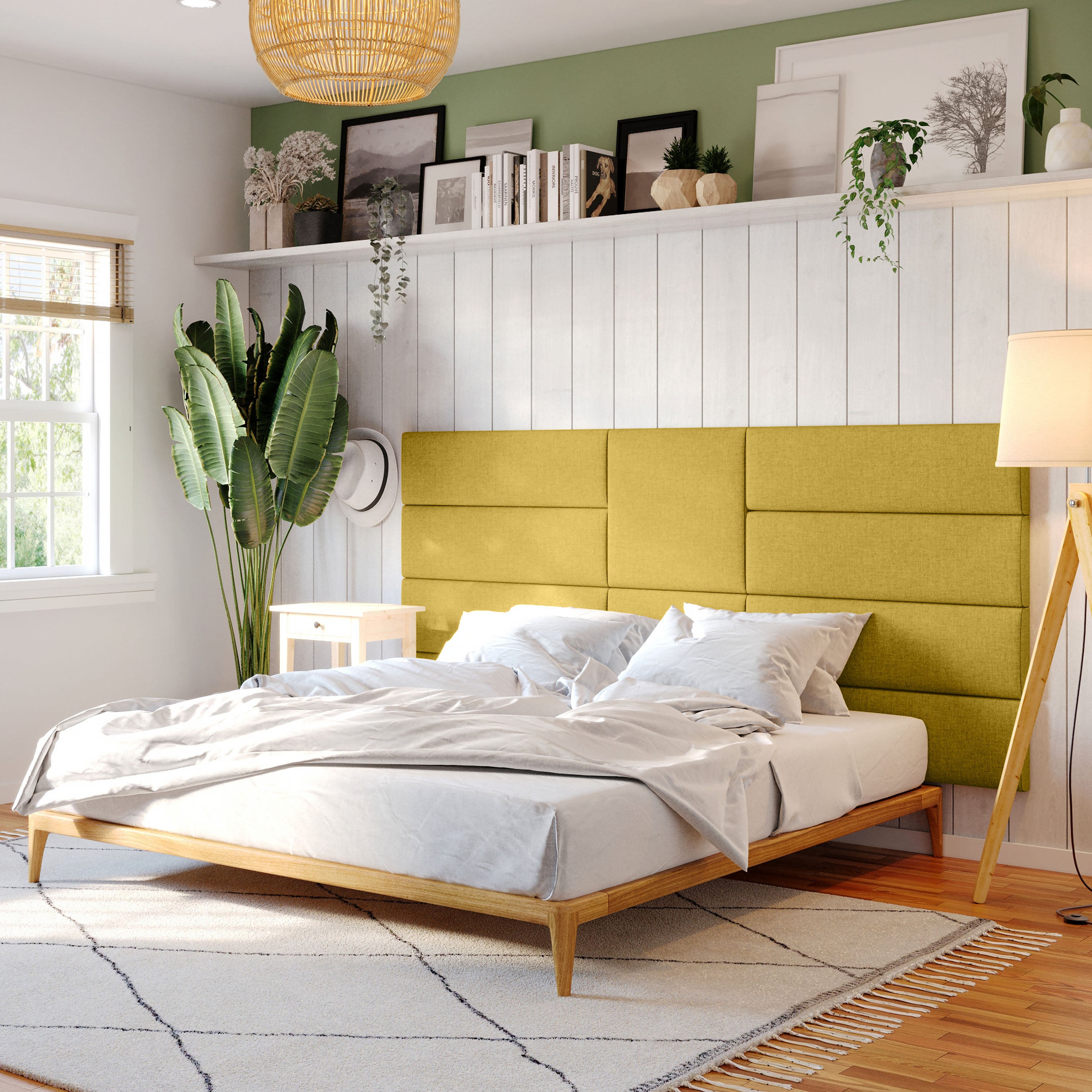 Jaxx Panelist Modern Padded Headboard- Wall Mounted Panel (22.5" x 22.5") - Microvelvet Amber
