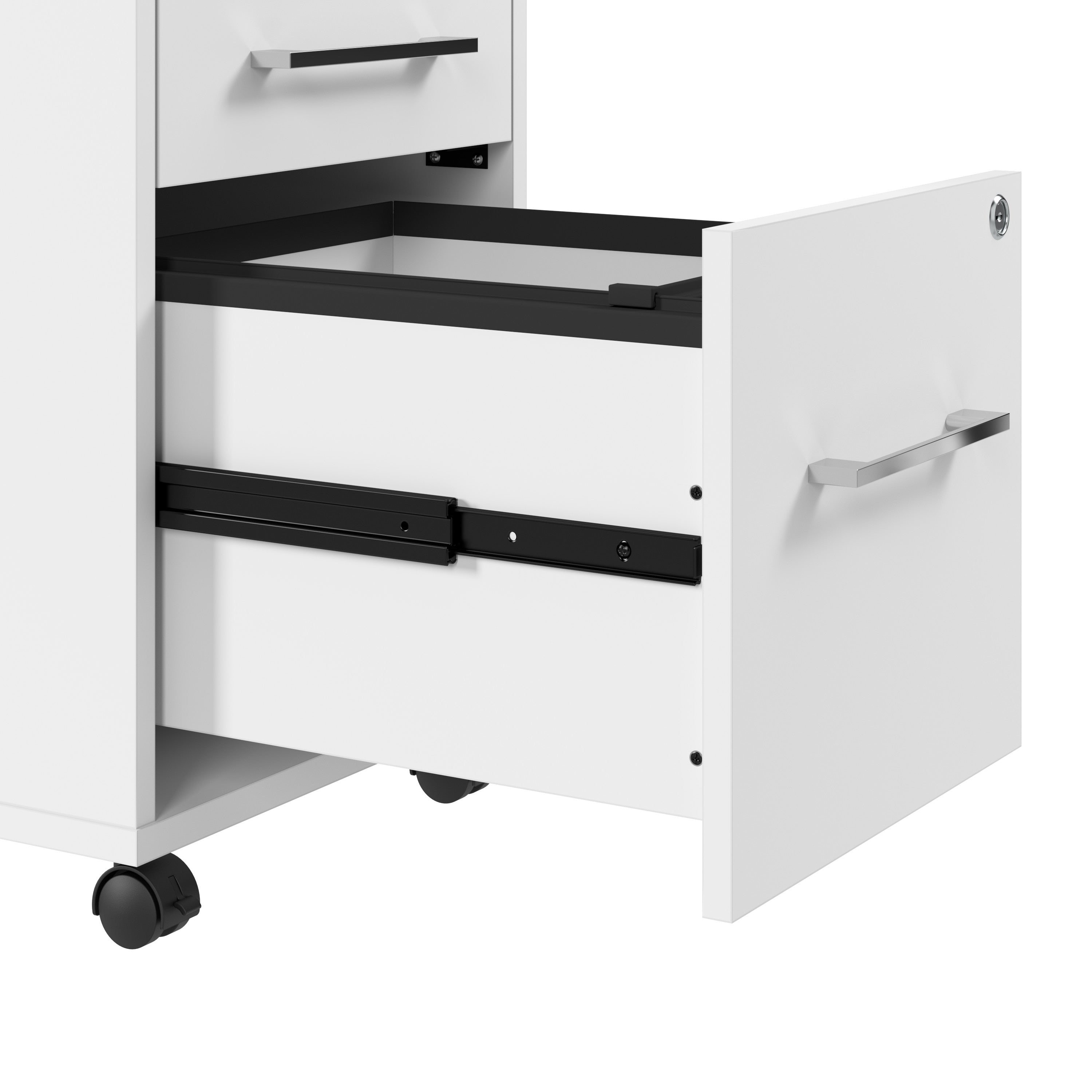 Bush Business Furniture Hustle Rolling Storage Cabinet with Drawers and Shelves in White - Assembled - 39.61" Width x 19.61" Depth x 29.96" Height