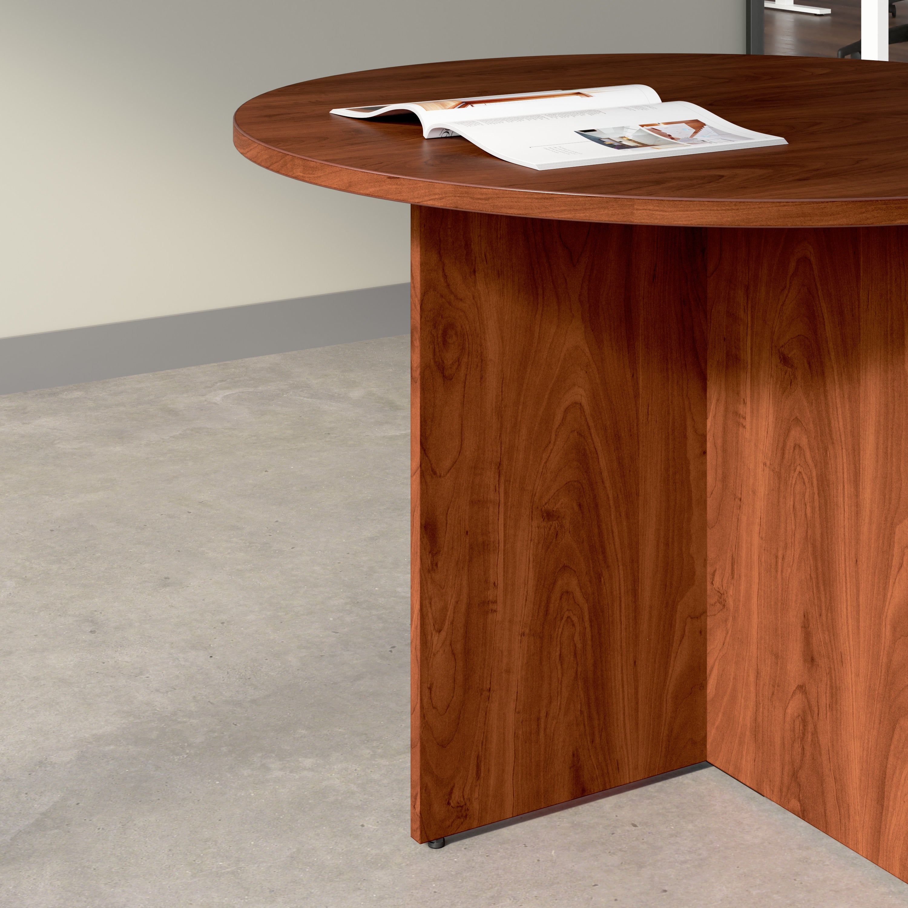 Bush Business Furniture 42-inch Round Conference Table with Wood Base in Hansen Cherry - 41.38" Width x 41.38" Depth x 28.65" Height