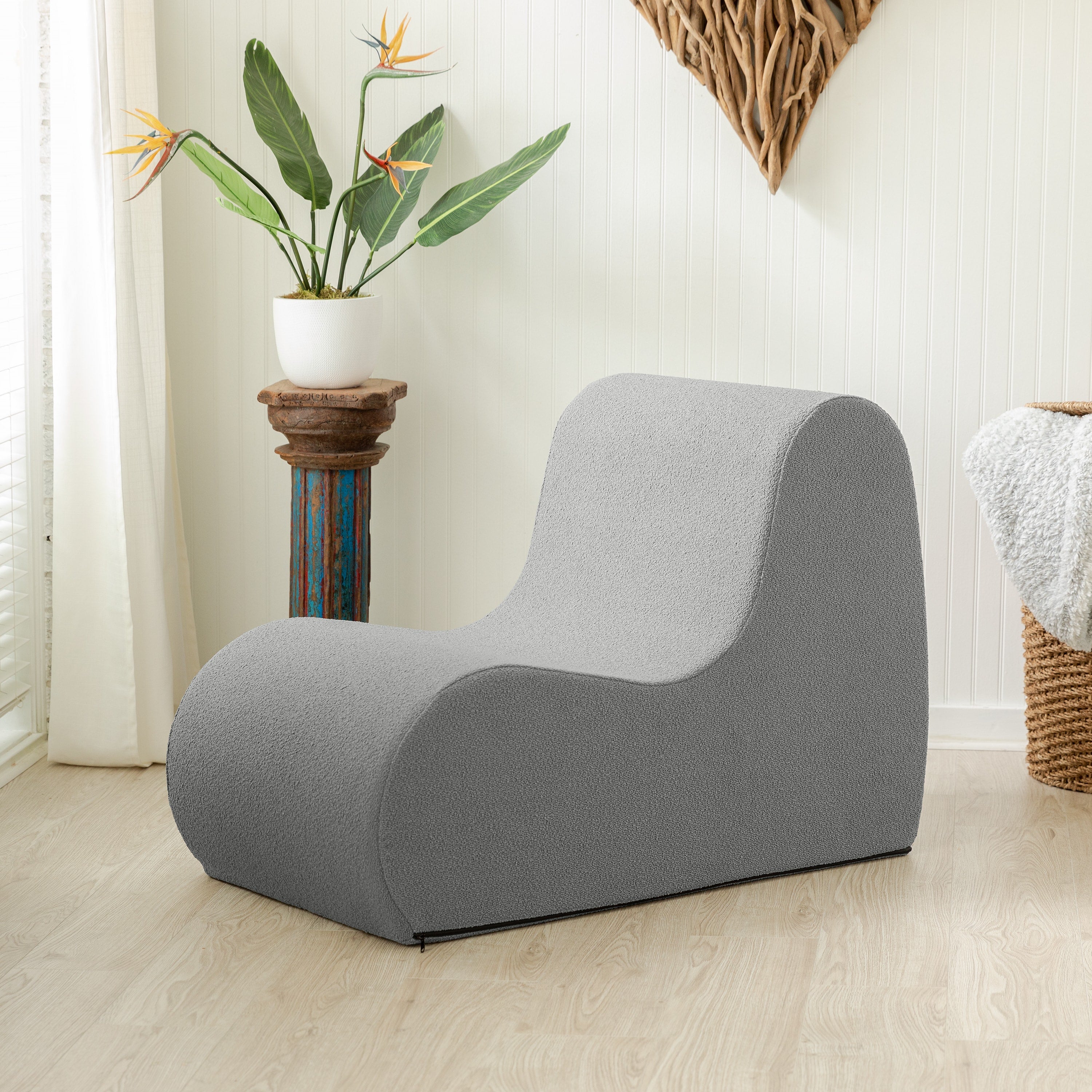Jaxx Uptown Modern Armless Accent Chair, Boucle Dark Grey