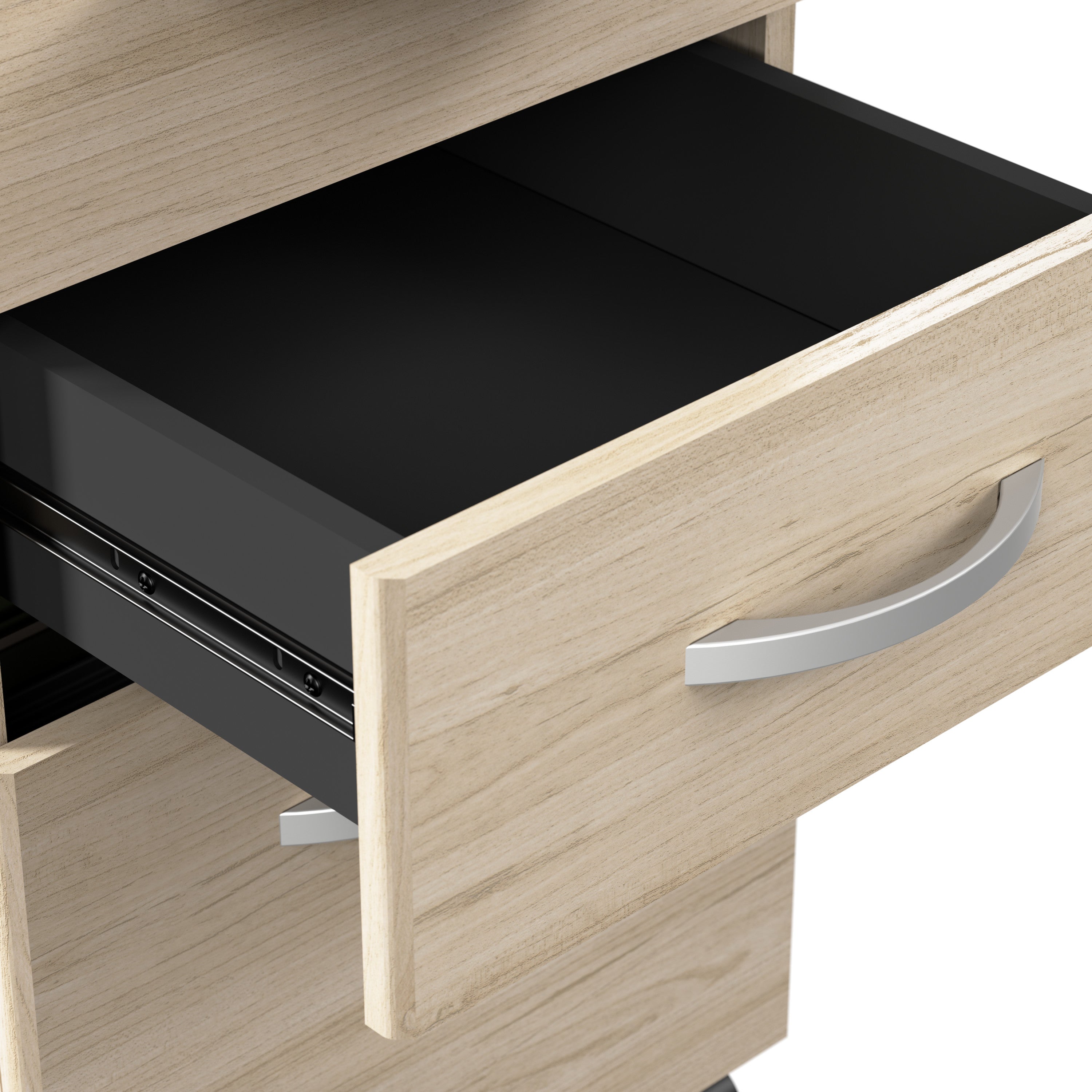 Bush Business Furniture Arrive 72W x 30D Reception Desk with Shelf and Mobile File Cabinet in Natural Elm - 71.02" Width x 29.49" Depth x 40.35" Height