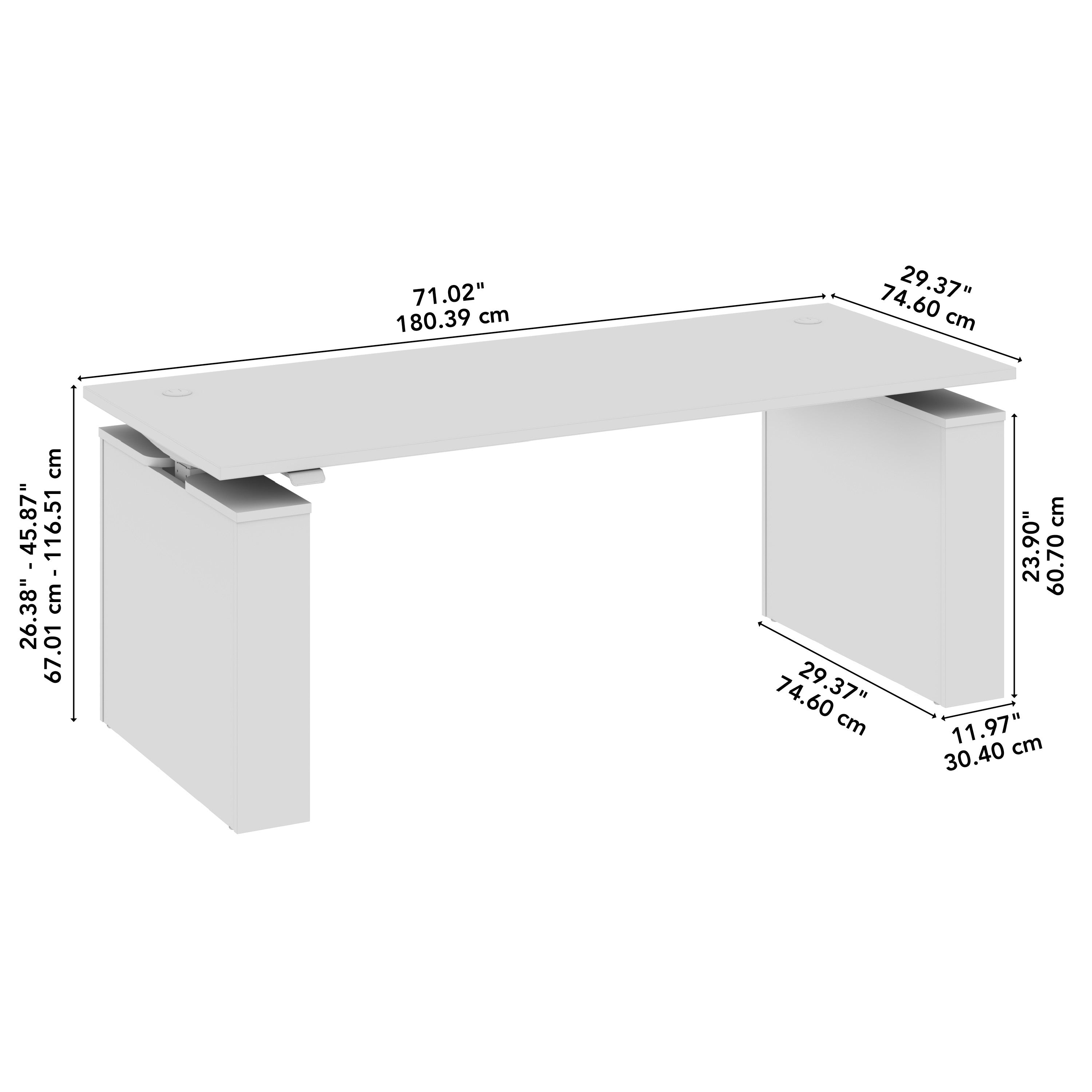 Bush Business Furniture Stratus&nbsp;72W x&nbsp;30D Electric Height Adjustable Standing Desk in Platinum Gray with Metallic Gray Base - 71.02" Width x 29.37" Depth x 27.44" Height