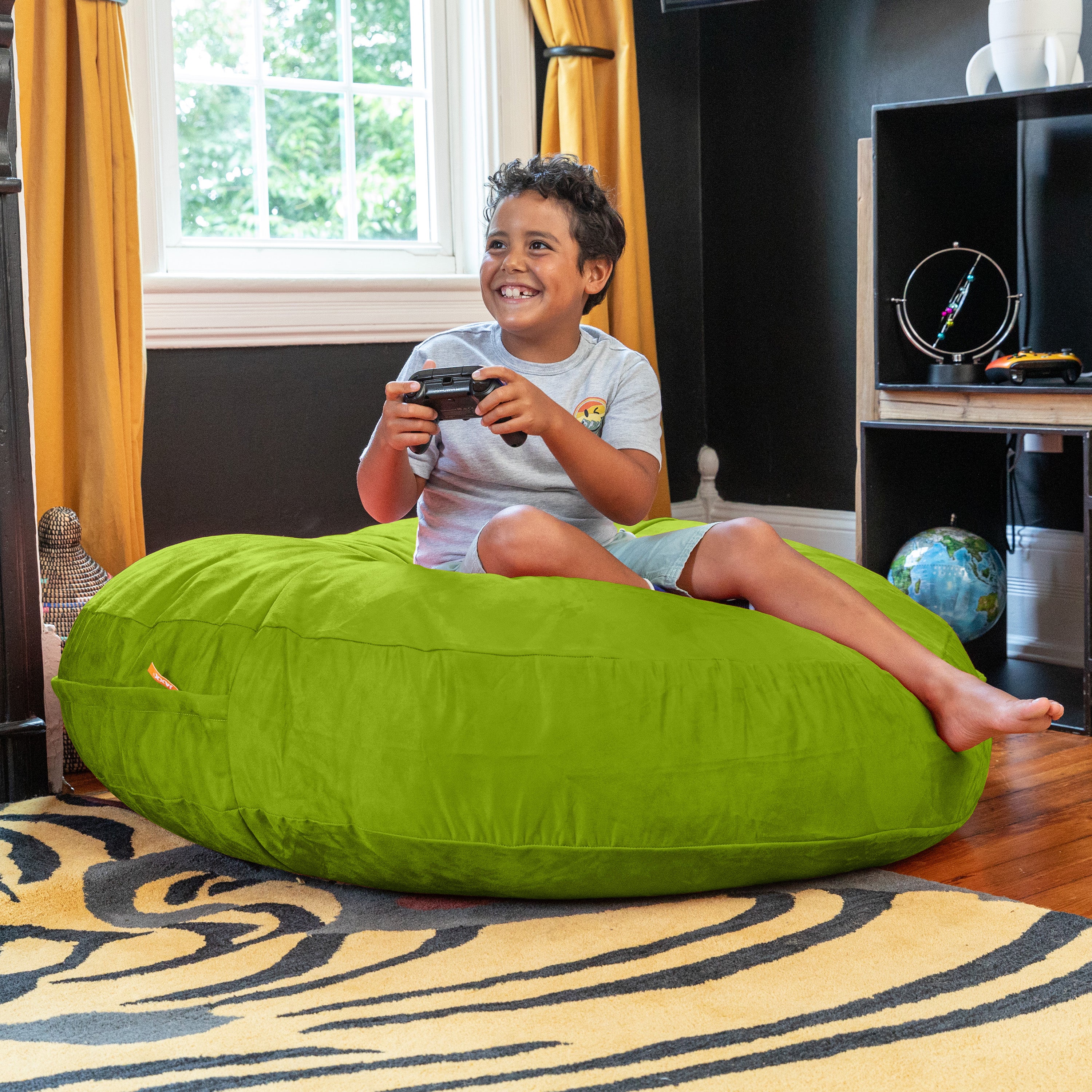 Jaxx Cocoon 4 Foot Bean Bag Chair and Crash Pad, Lime