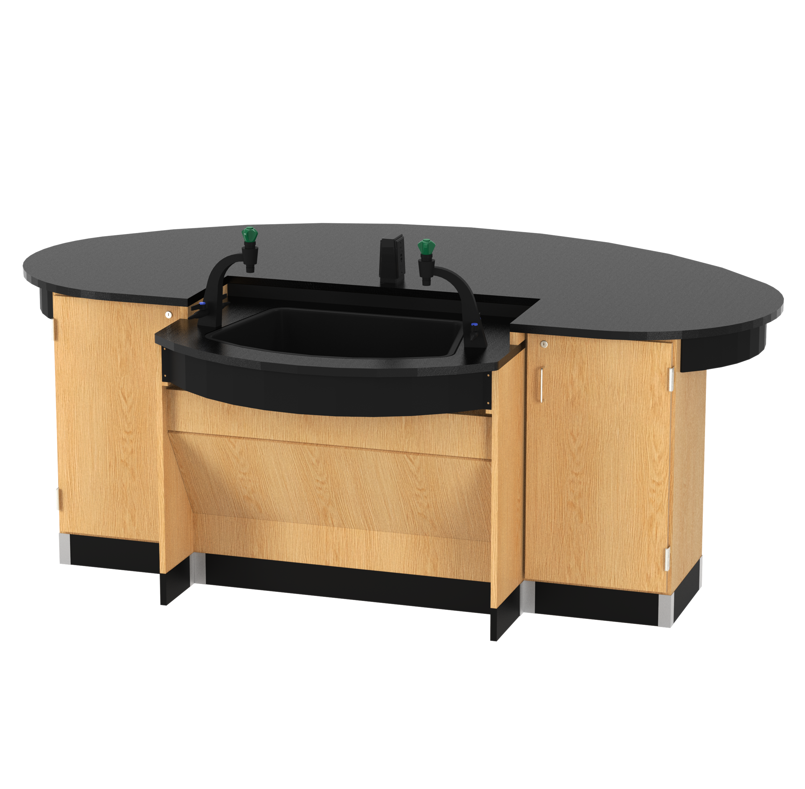 Interface Workstation,Epoxy Tops,Unicast Knob Handle Fixtures,Oak,Black Metal