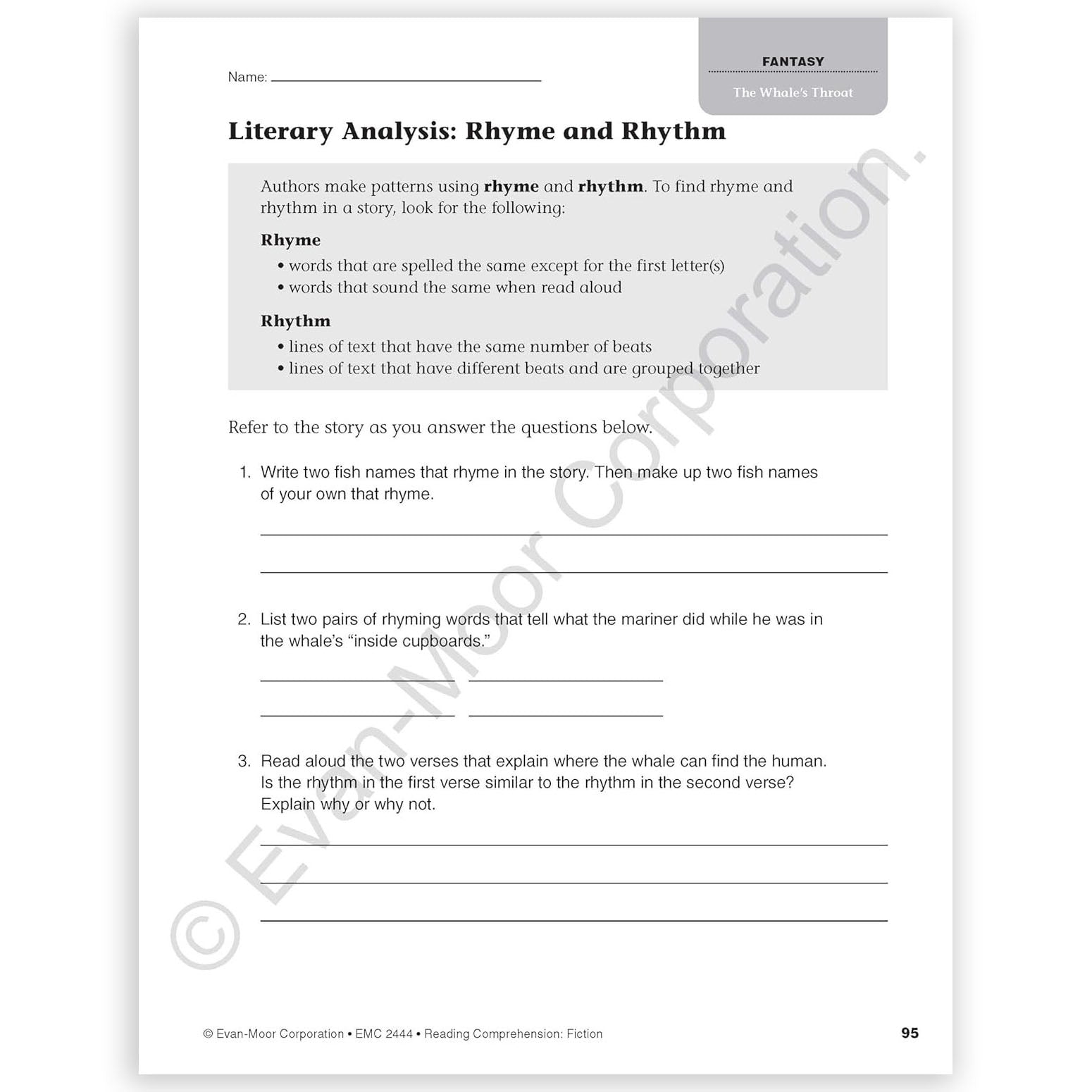 Reading Comprehension: Fiction, Grade 4