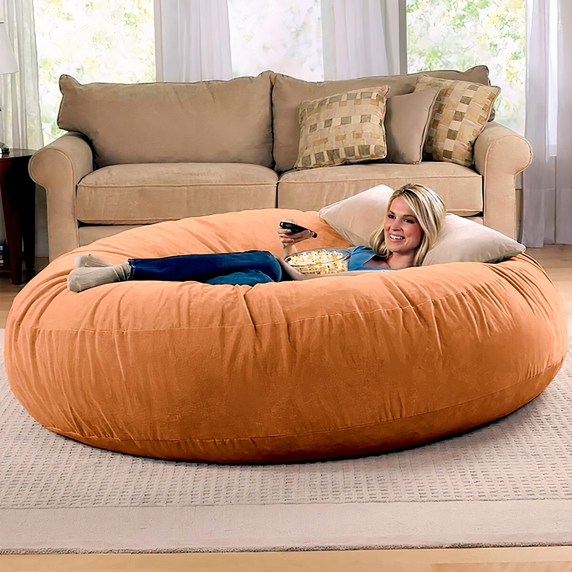 Jaxx 6 Foot Cocoon - 2-in-1 Convertible Bean Bag Bed & Large Bean Bag Chair for Adults, Mandarin