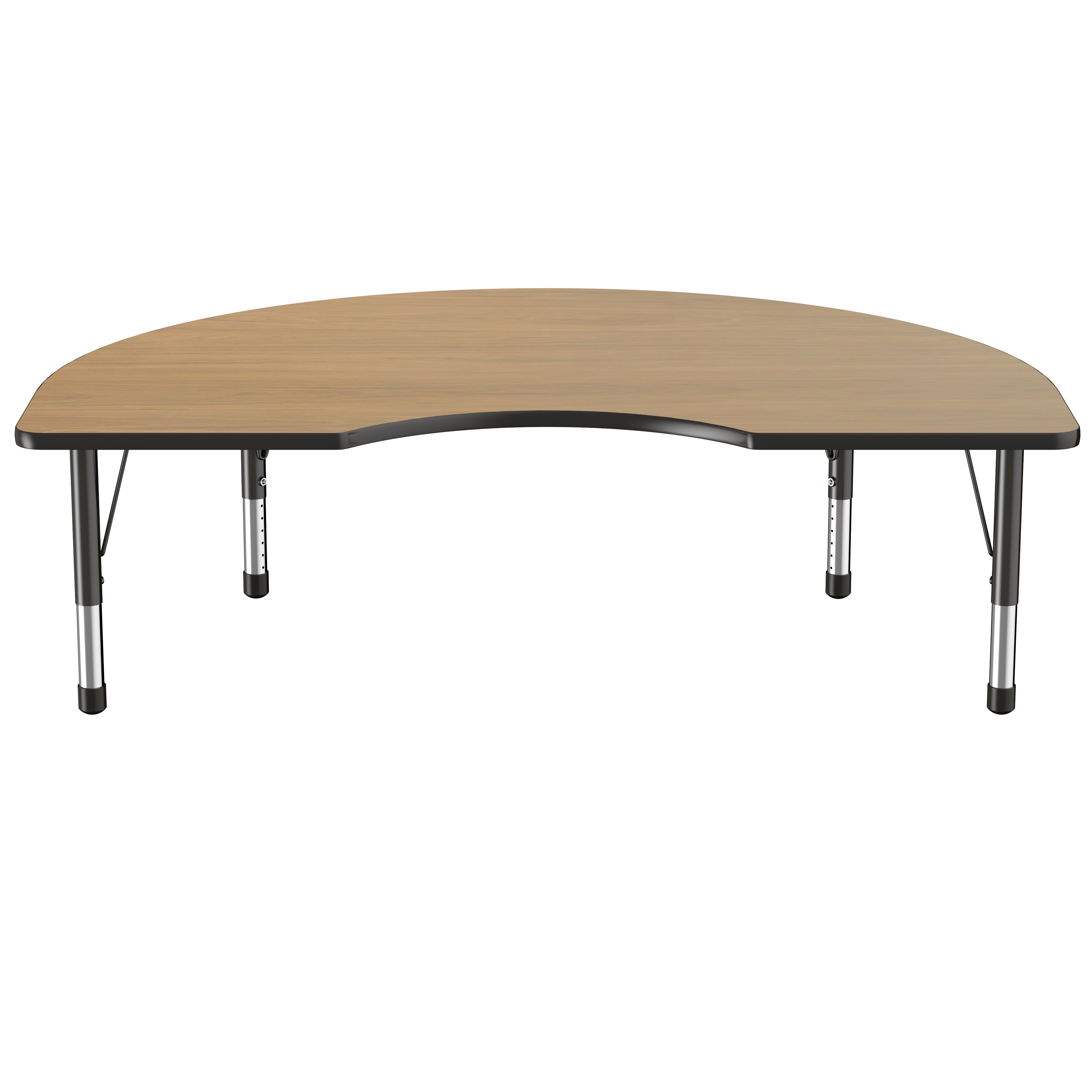 48" x 72" Kidney T-Molding Activity Table with Adjustable Chunky Legs - Pasadena Oak/Black