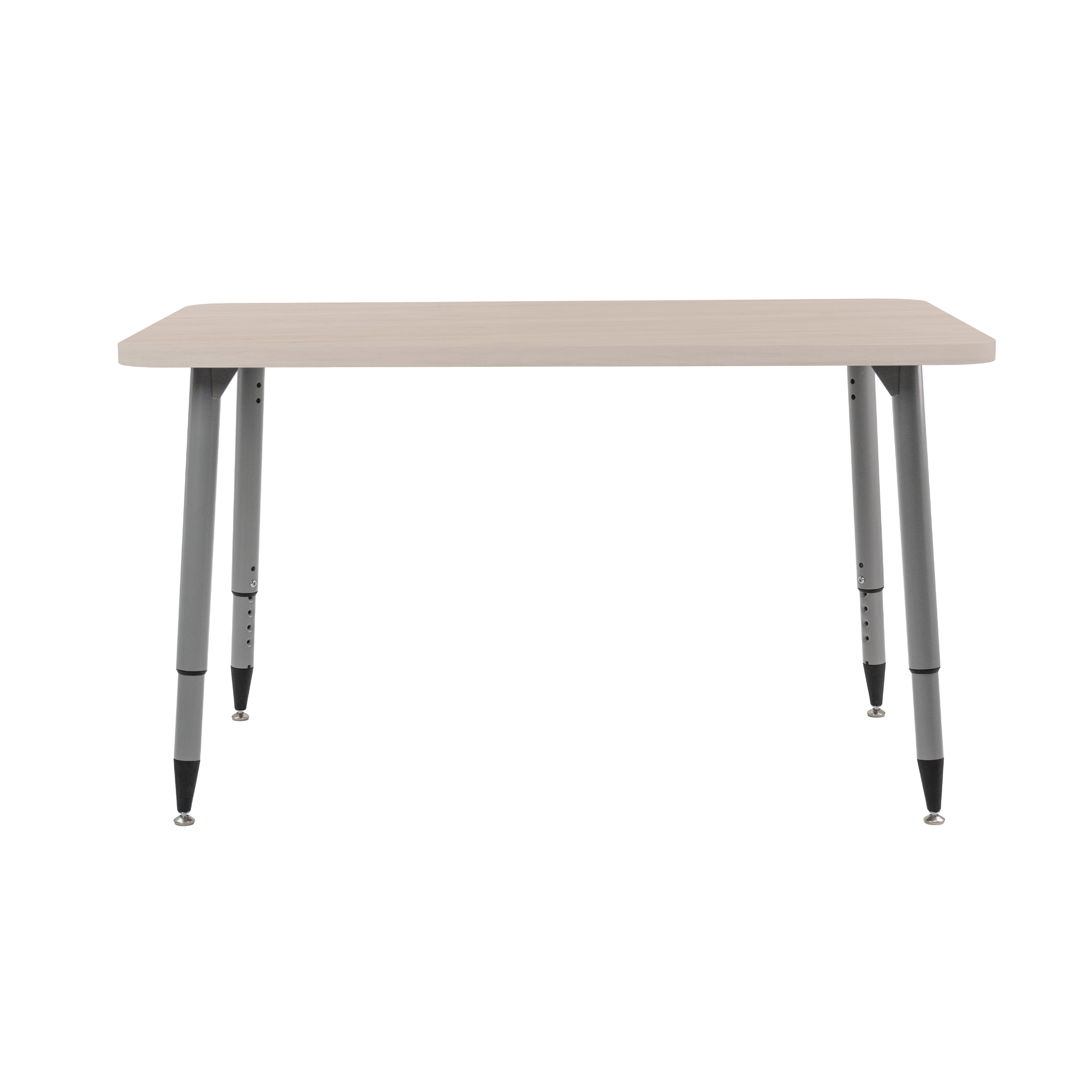 Adapte 30" x 48" Rectangle Woodgrain Activity Table with Adjustable Tapered Legs - Asian Sand/Silver