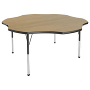 60" x 60" Flower T-Molding Activity Table with Adjustable Standard Ball Glide Legs - Pasadena Oak/Black