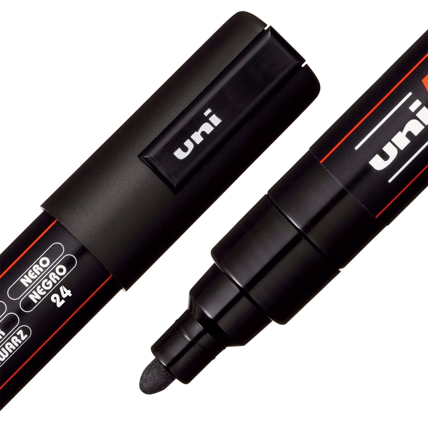 uni® POSCA PC-5M Water-Based Paint Markers, Reversible Medium Tip (1.8-2.5mm), Black