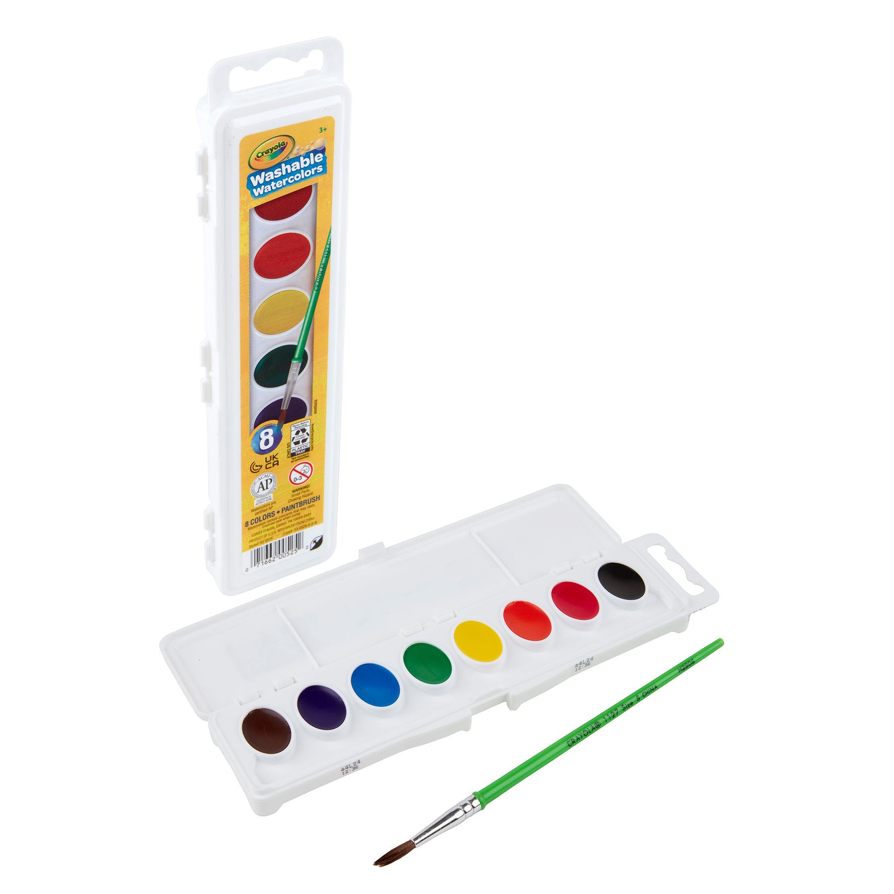 Semi-Moist Washable Watercolor Set, 8 Colors