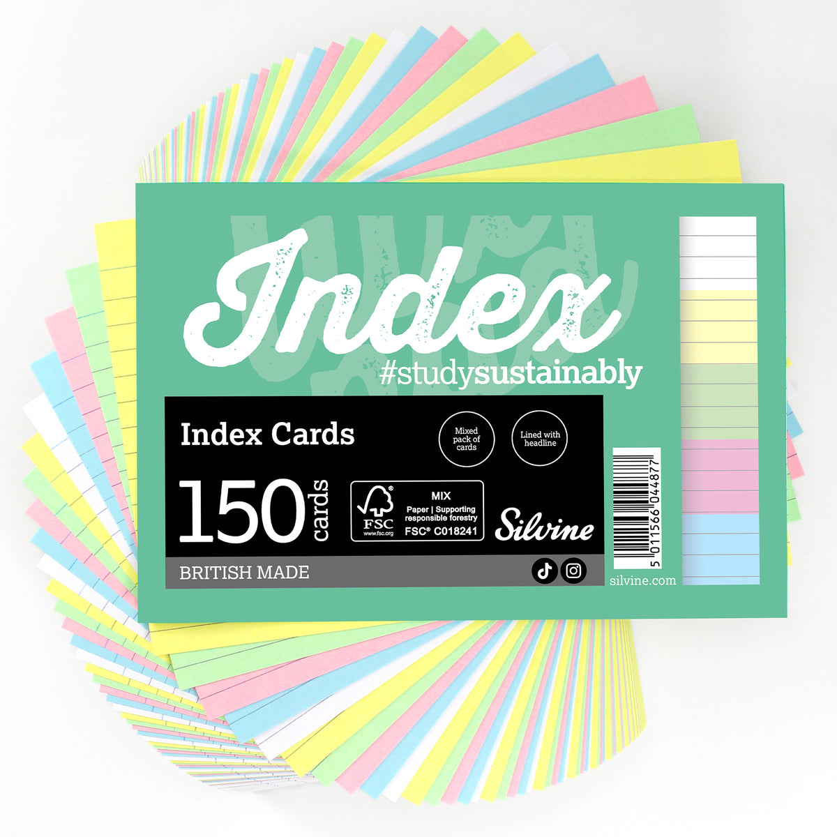 150PK INDXCRD 50WHT 100ASST CLR LND