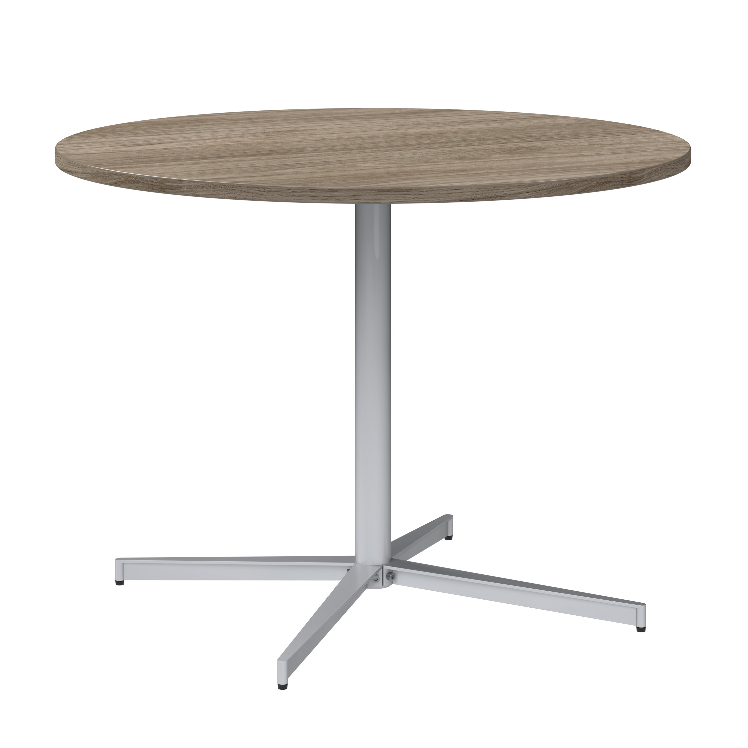 Bush Business Furniture 42-inch Round Conference Table with Metal Base in Modern Hickory - 41.38" Width x 41.38" Depth x 30.33" Height