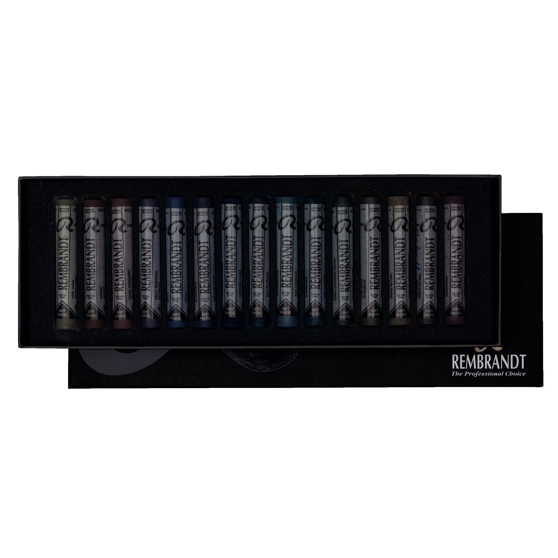 Soft Pastel Cardboard Box Set, Dark Shade Selection, 15 Full Sticks