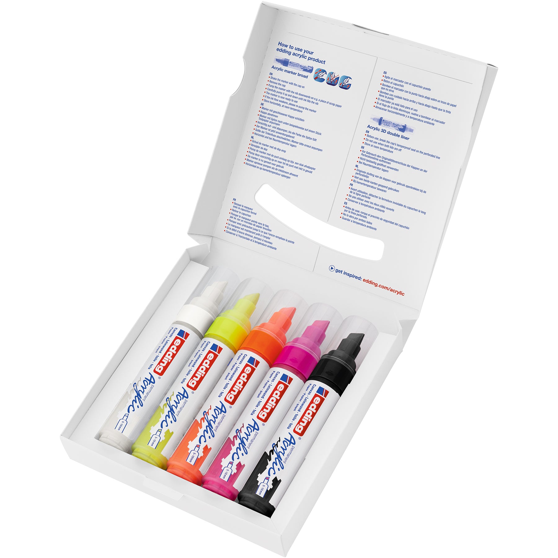 edding 5000 Acrylic Marker - Broad - Set of 5 Assorted - Neon