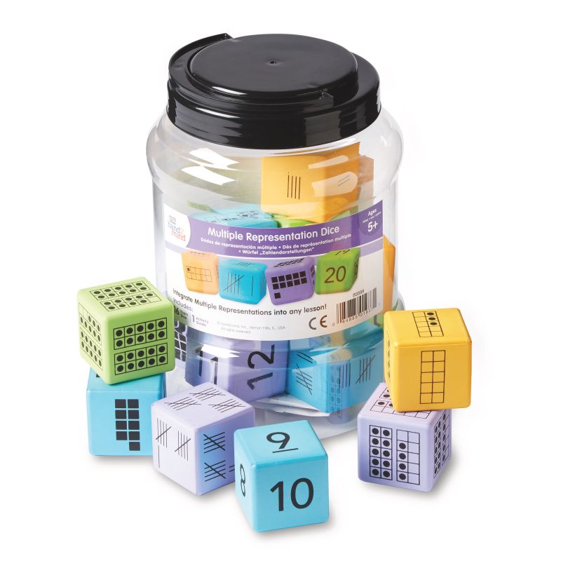 Dice, Multi Rep, Foam 4 Clrs, S/16