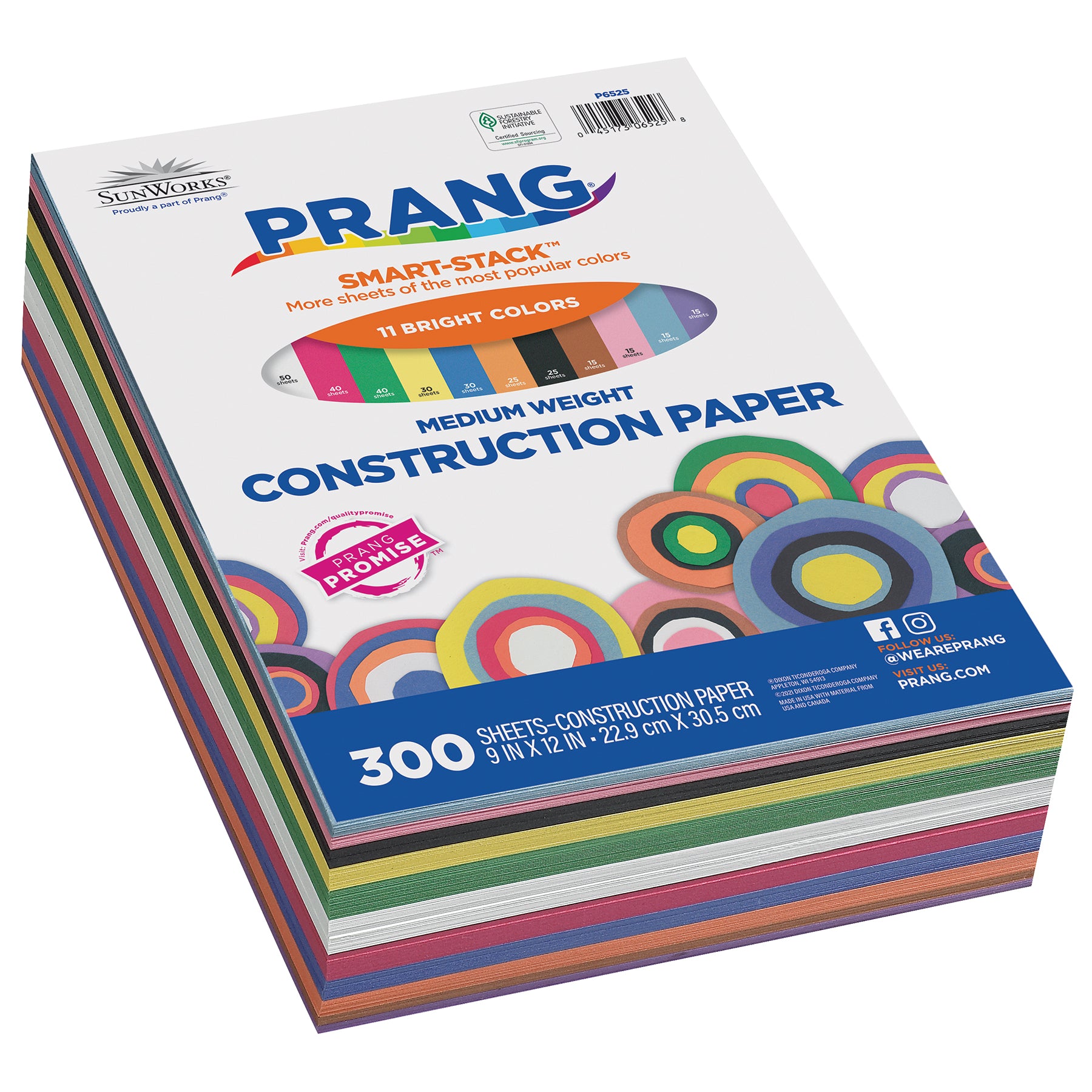 Construction Paper Smart Stack™ 11 Colors, 11 Assorted Colors, 9" x 12", 300 Sheets