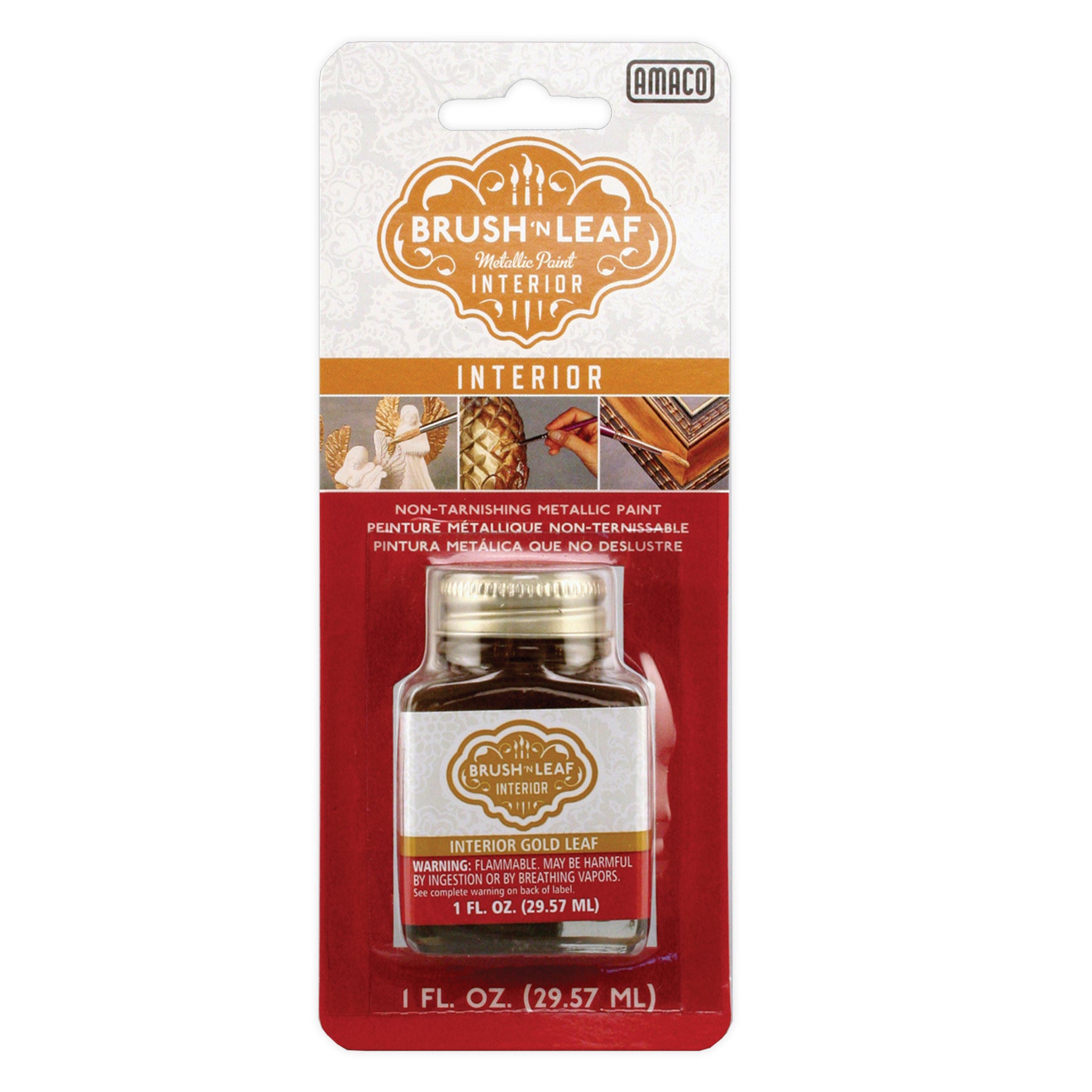 Amaco Brush 'n Leaf® Metallic Gold Leaf Interior Paint, 1 fl. oz.