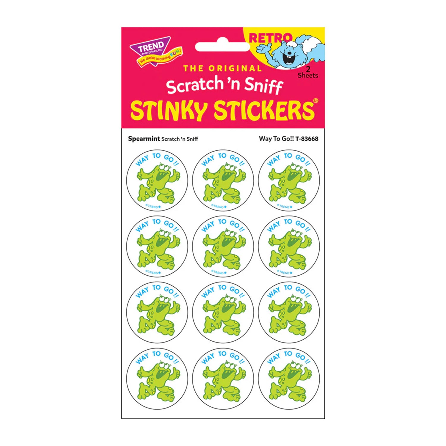 Way to Go!!/ Spearmint Scent Stickers, 24 Per Pack, 6 Packs