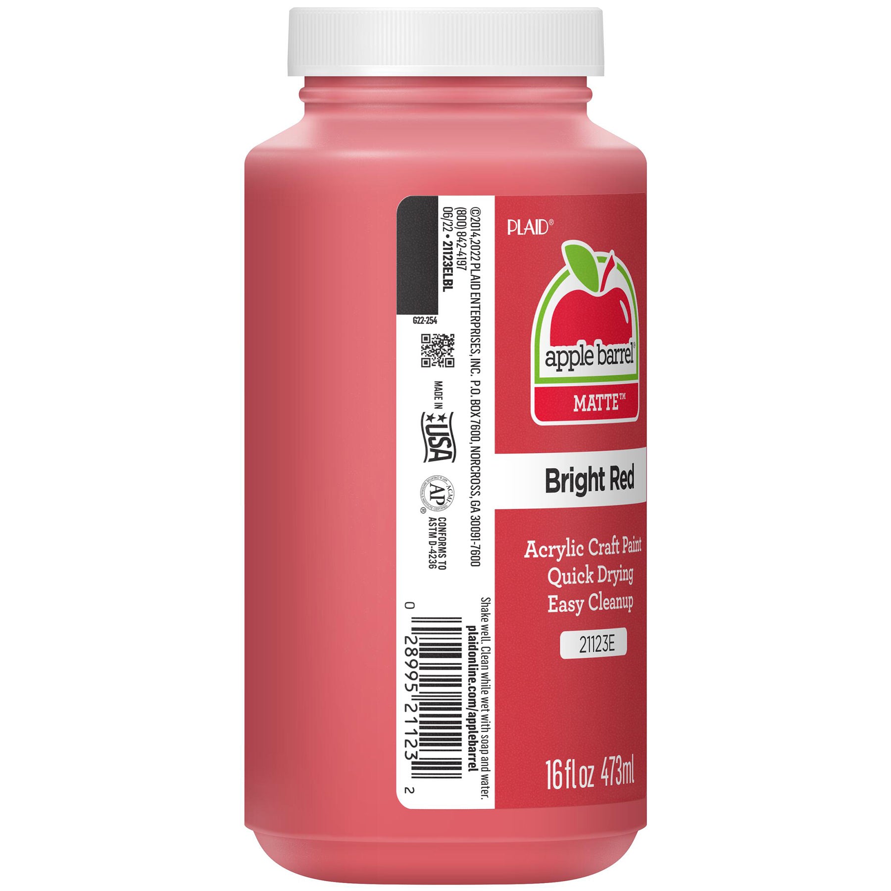 Acrylic Paint Matte, 16oz., Bright Red