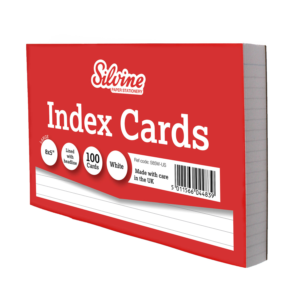 100PK INDX CRD WHT LINED W HEADLINE