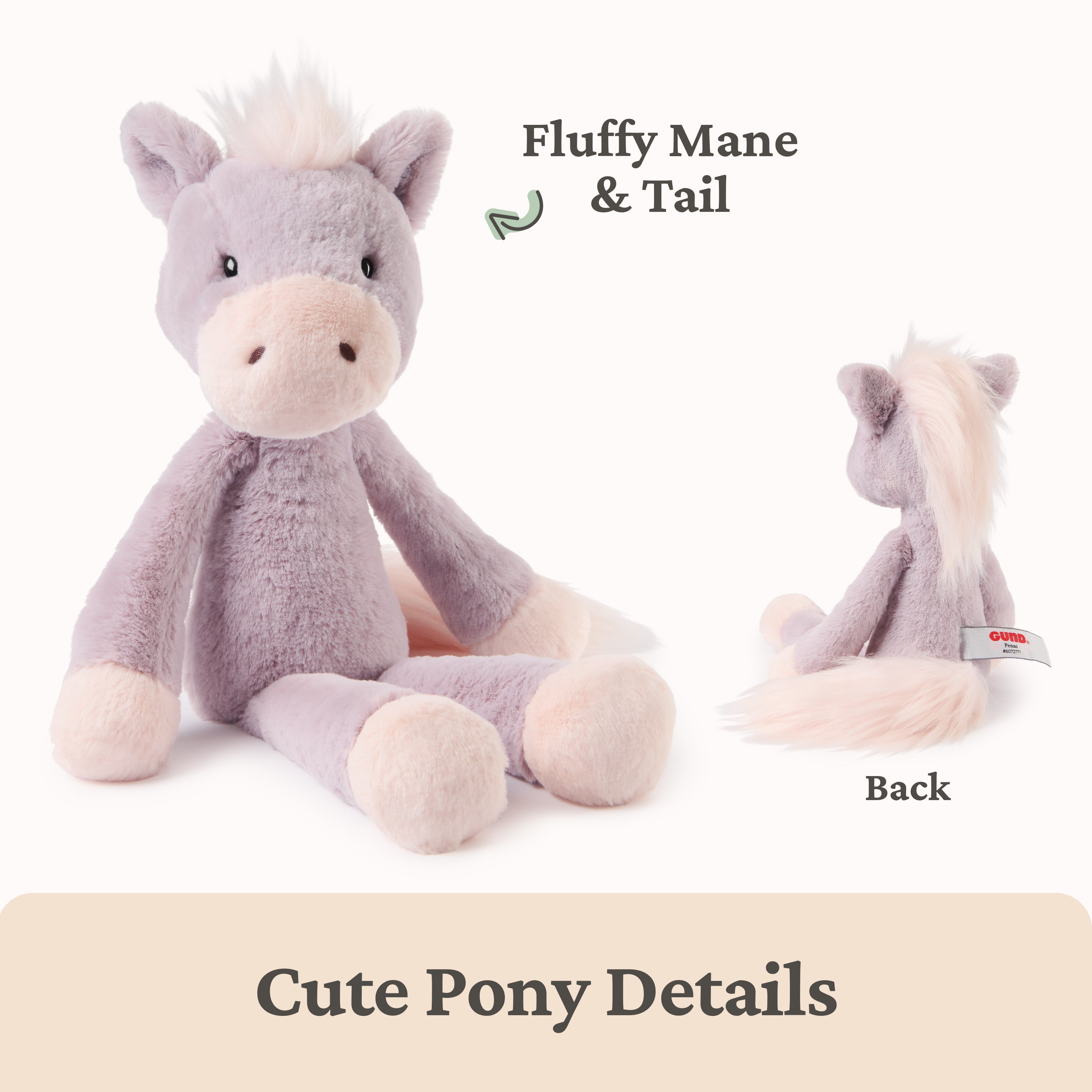 GUND Take-Along Friends Plush, Penni Pony Stuffed Animal,  Toy Horse for Ages 1 and Up, Lilac, 15"