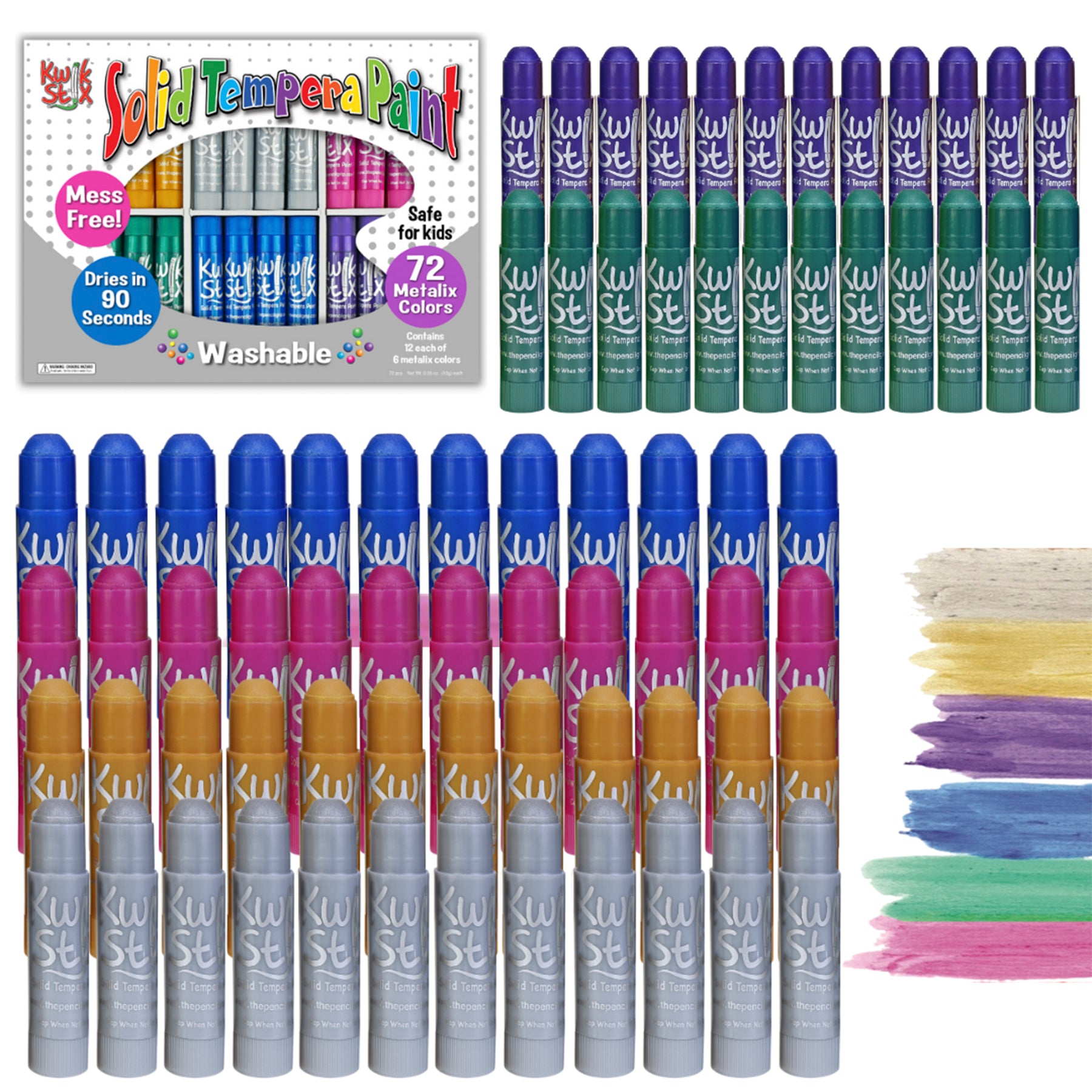 Tempera Paint Sticks Classpack, Metalix Color, Pack of 72