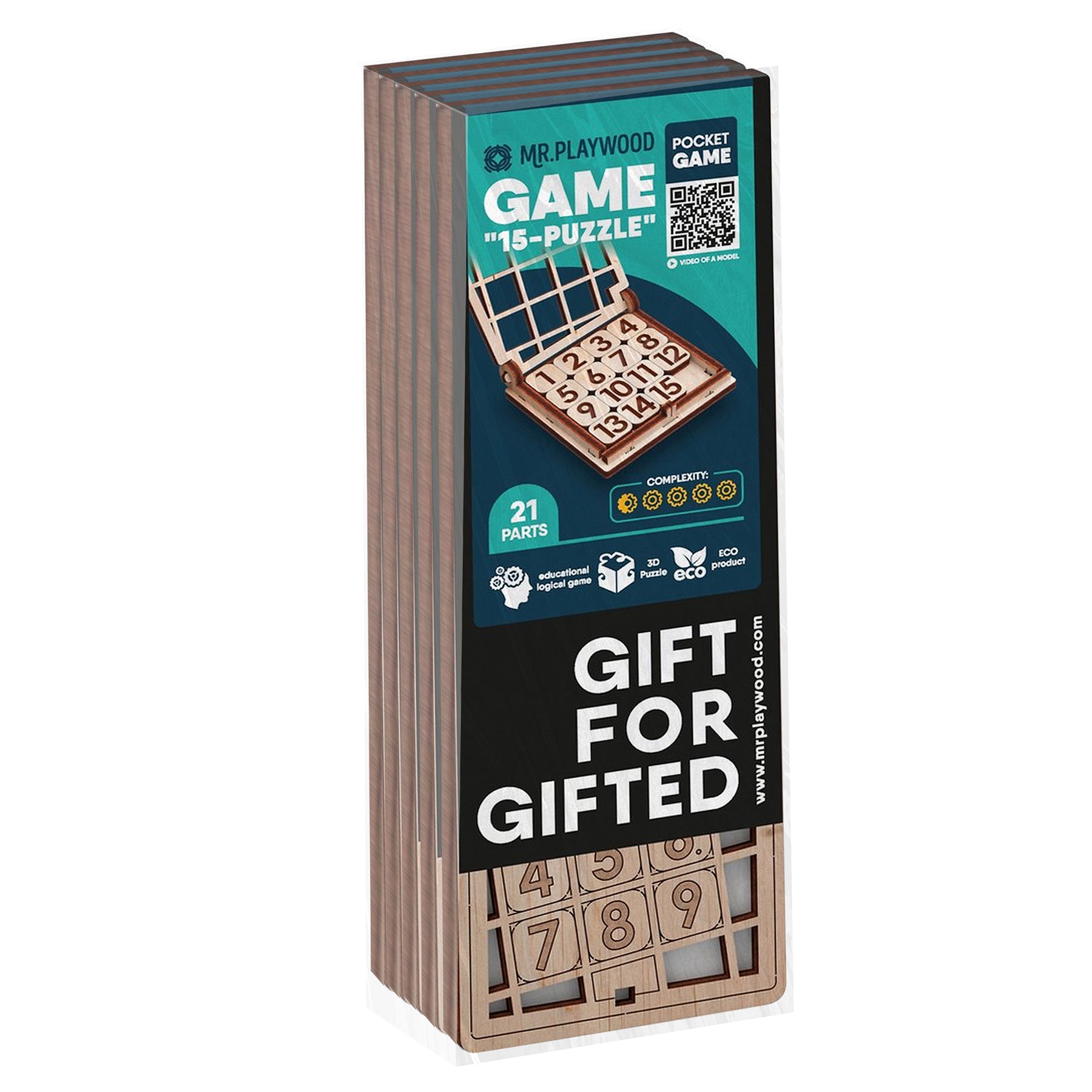 Fifteen Game 15 Wooden STEM Puzzles, Pack of 5
