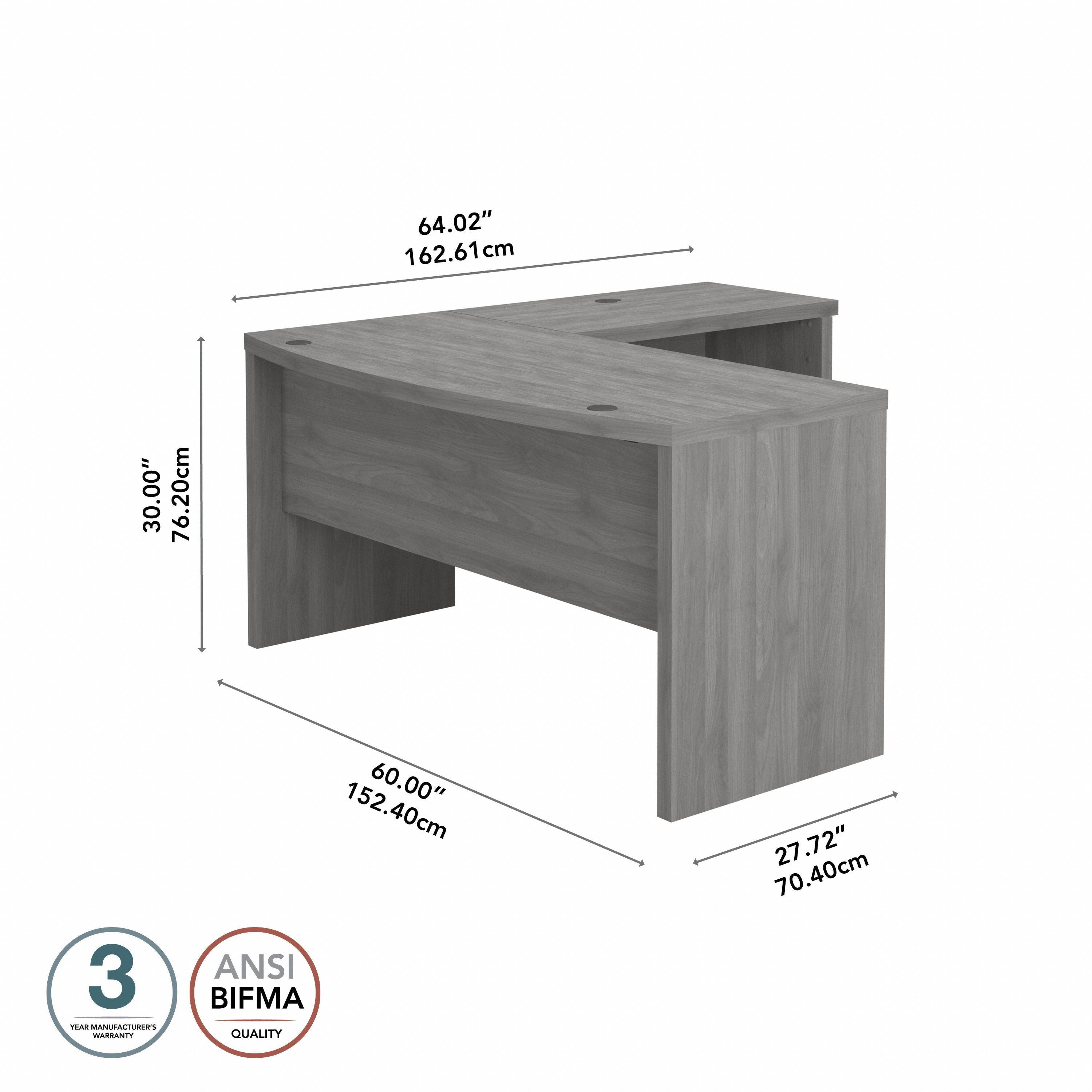 Bush Business Furniture Echo L Shaped Bow Front Desk in Modern Gray - 60" Width x 64.02" Depth x 30" Height