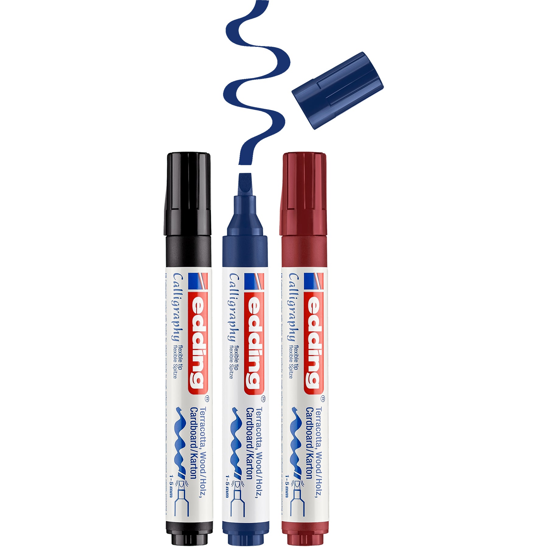 edding 1455 Calligraphy Marker With Flexible Nib - Set of 3 - Assorted