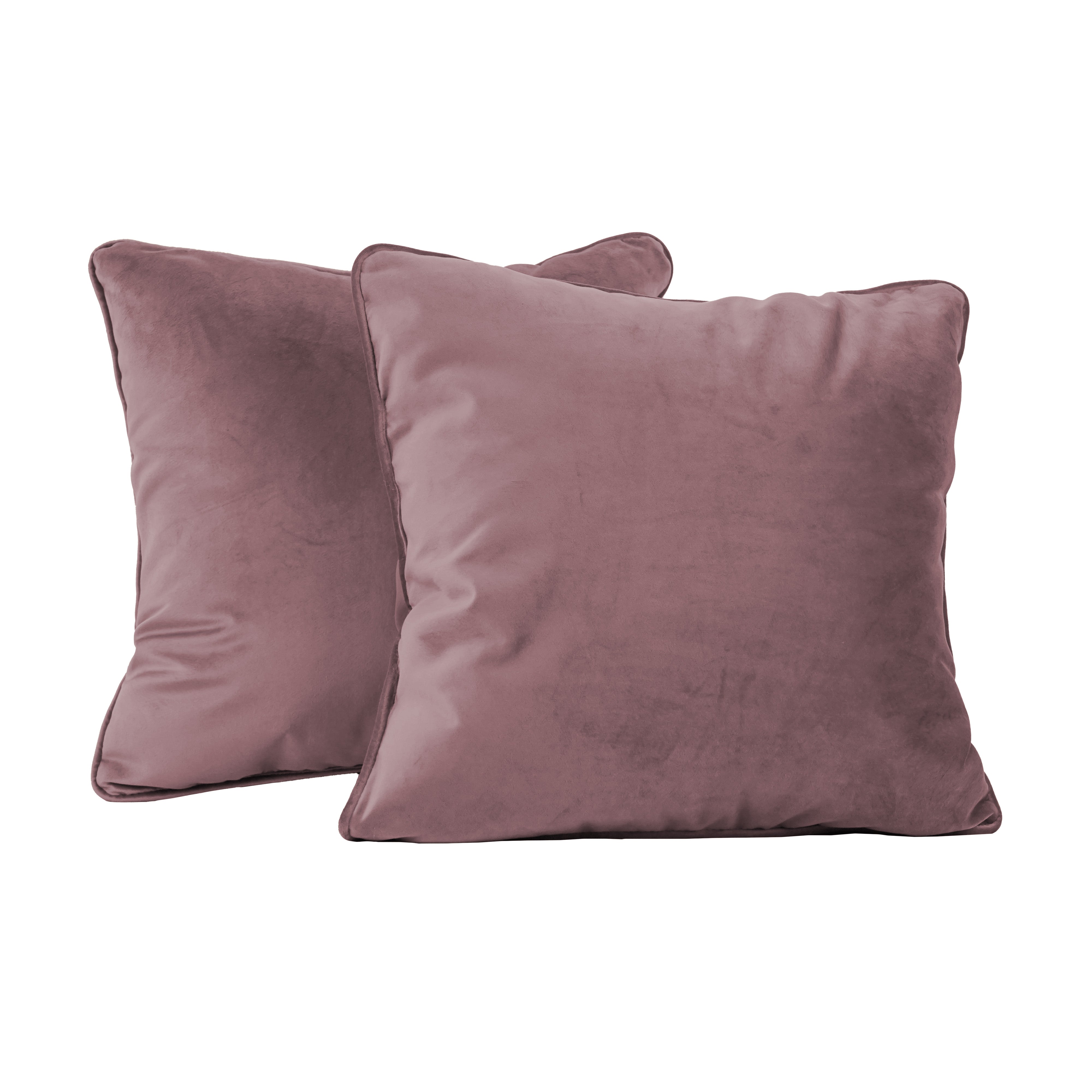 18" x 18" Square Microfiber Pillow with Piping, 2-Piece - Mauve