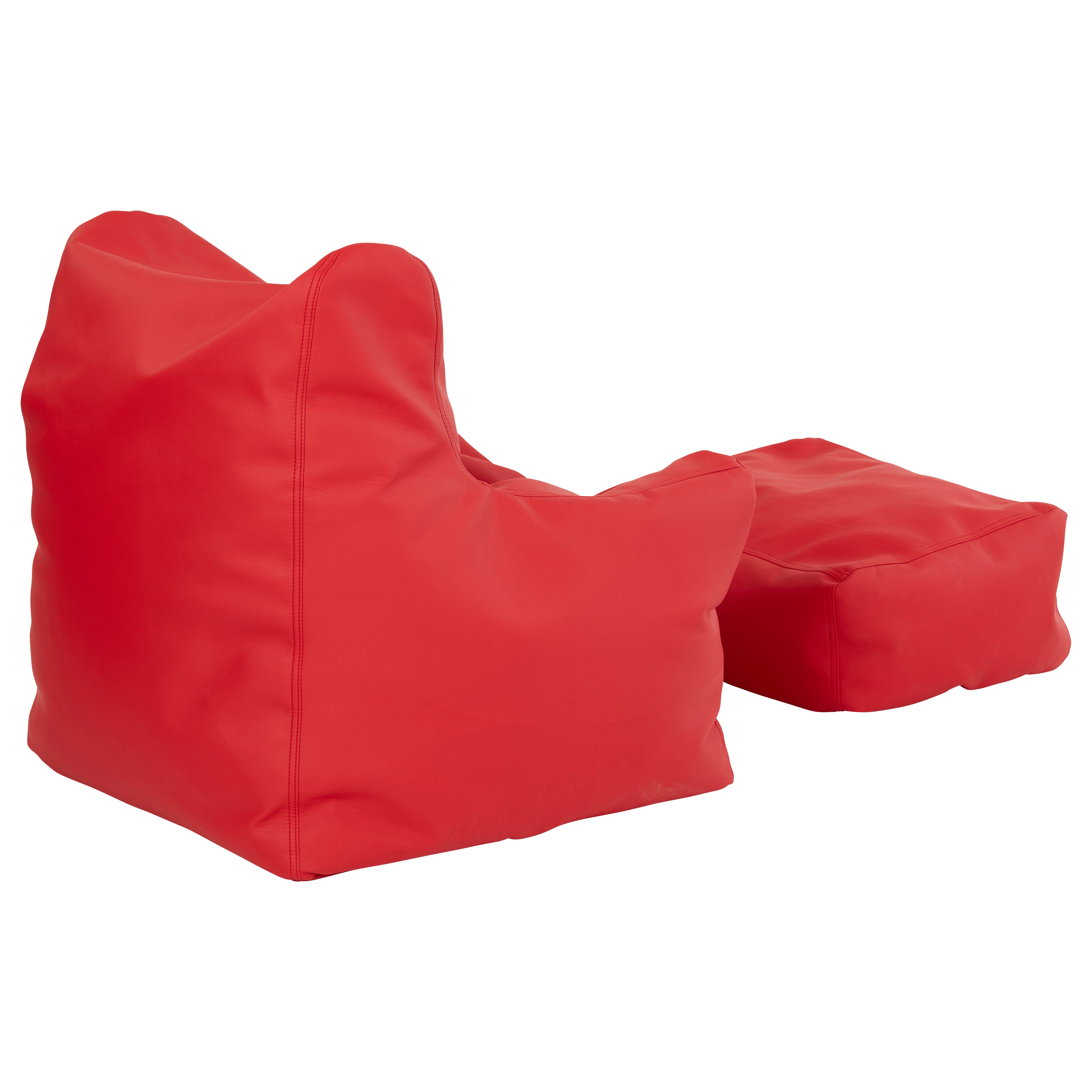 SoftScape Bean Bag Chair and Ottoman - Red