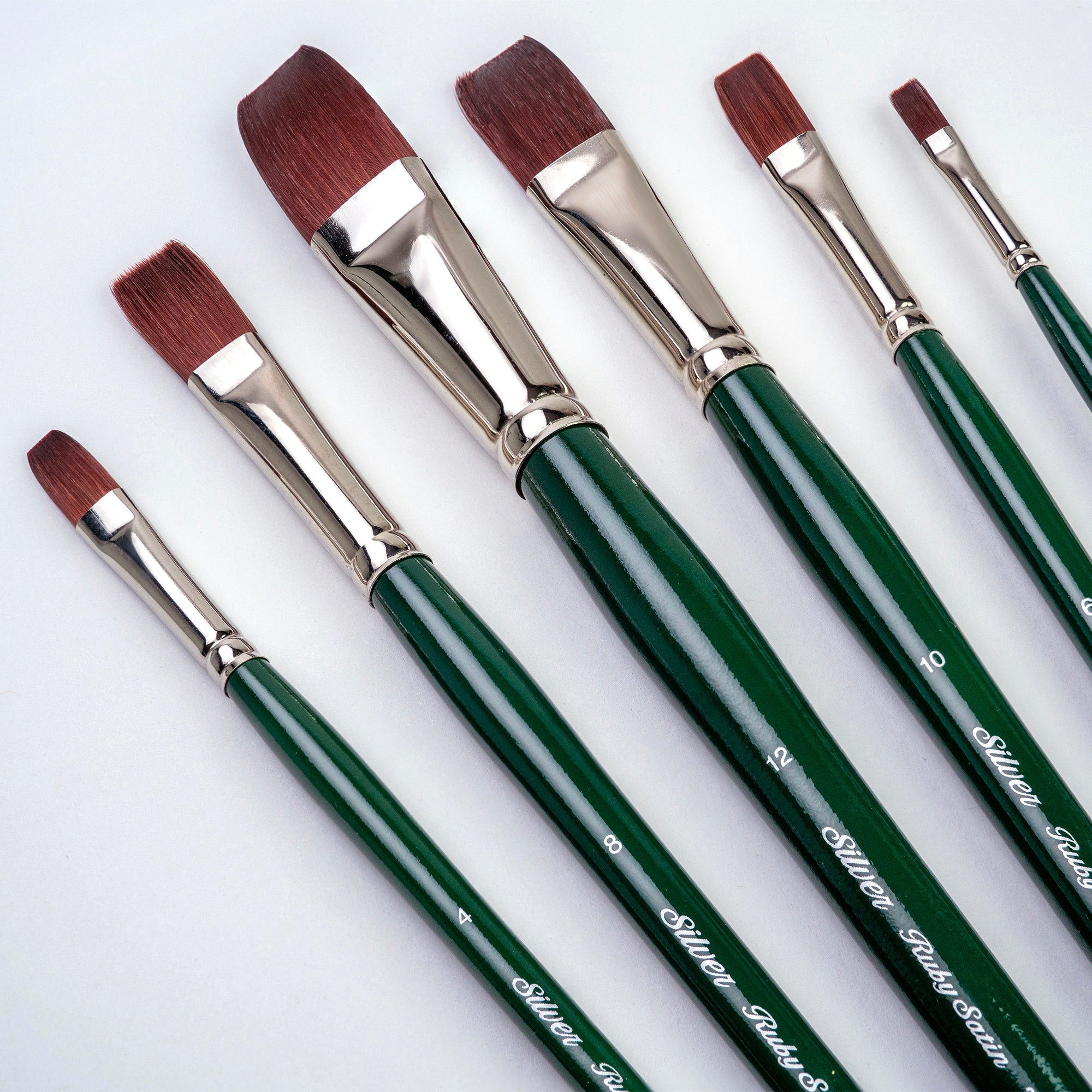 Ruby Satin Long Flats, 6 Brushes