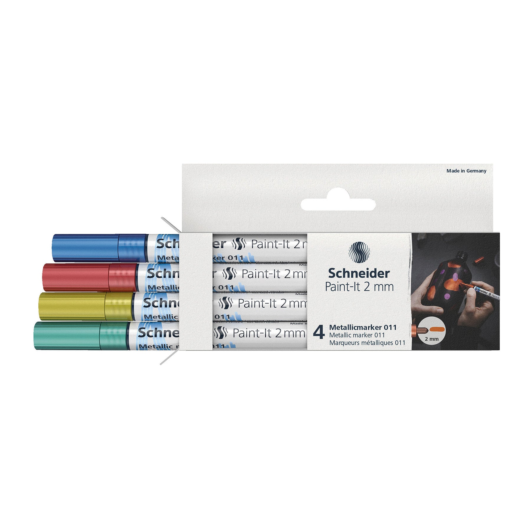 Paint-It 011 Metallic Markers, 2 mm Tip, Wallet, 4 Assorted Ink Colors (Set 2)