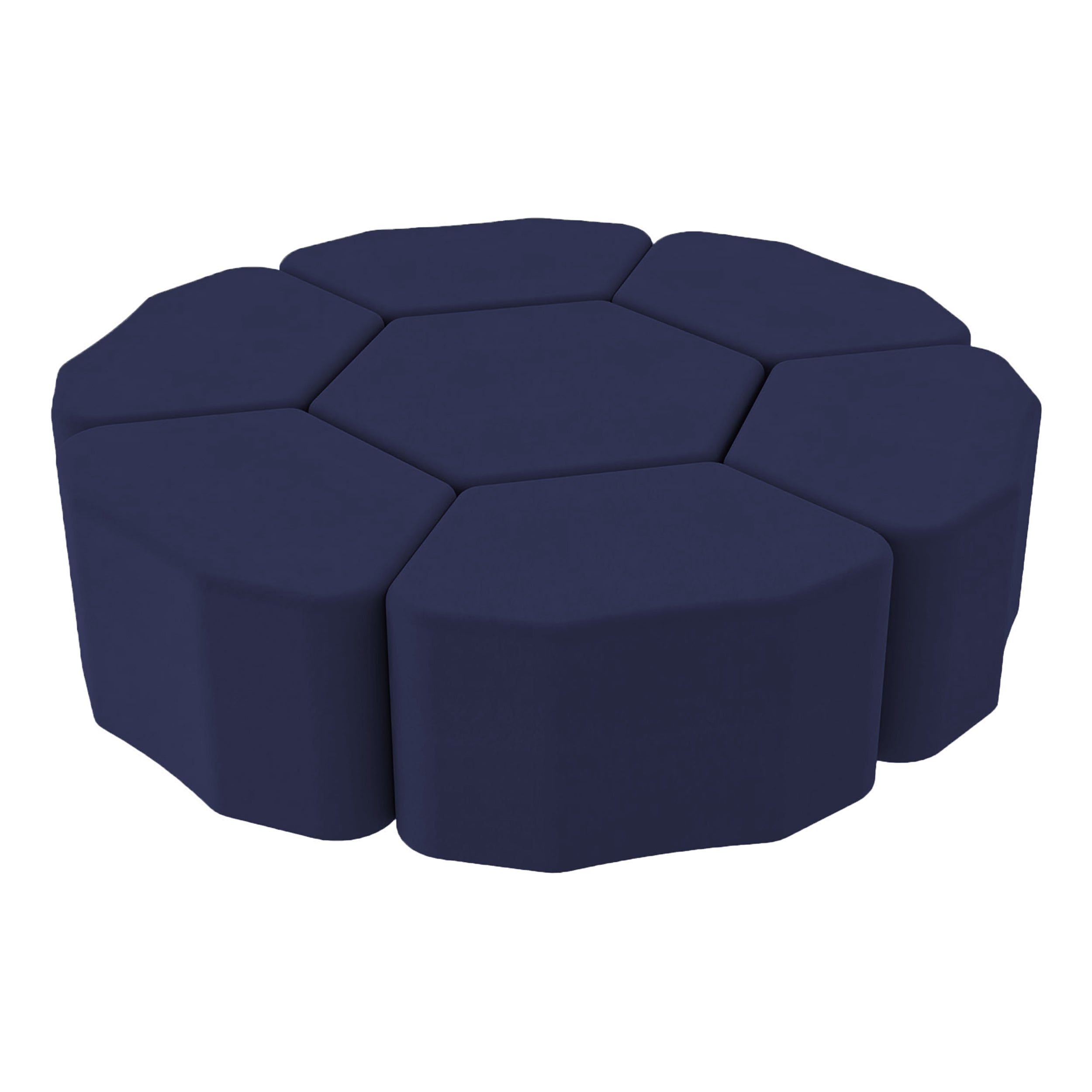 Pro Series Upholstered Bloom Ottoman 18" Height, 7-Piece - Navy