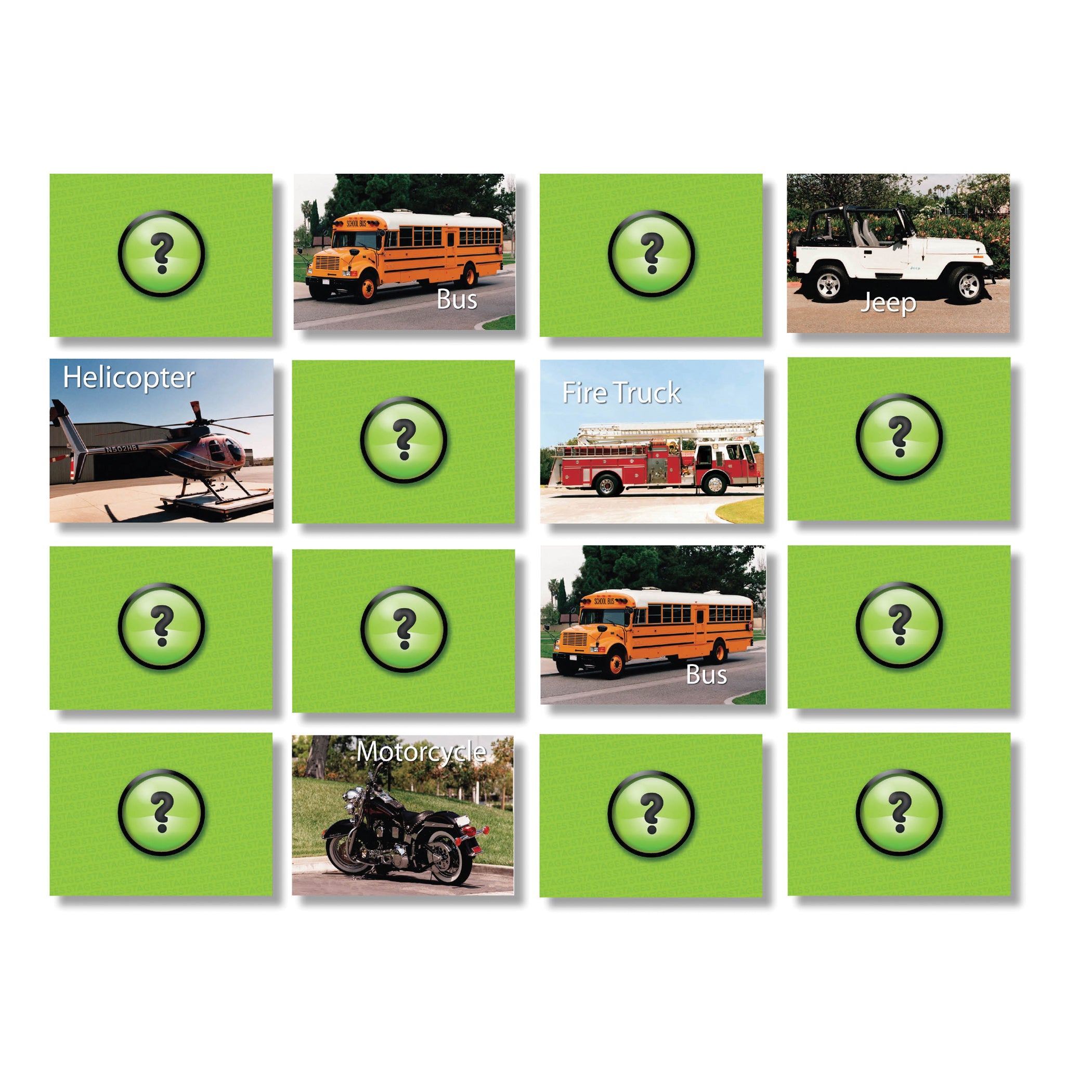 Photographic Memory Matching Game, Vehicles